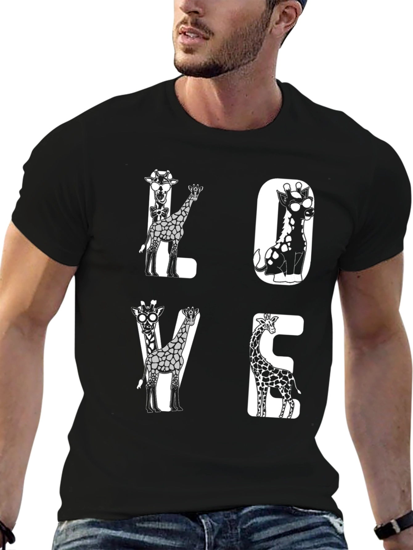 Giraffe LOVE Graphic Tee - Unique Animal Print Shirt