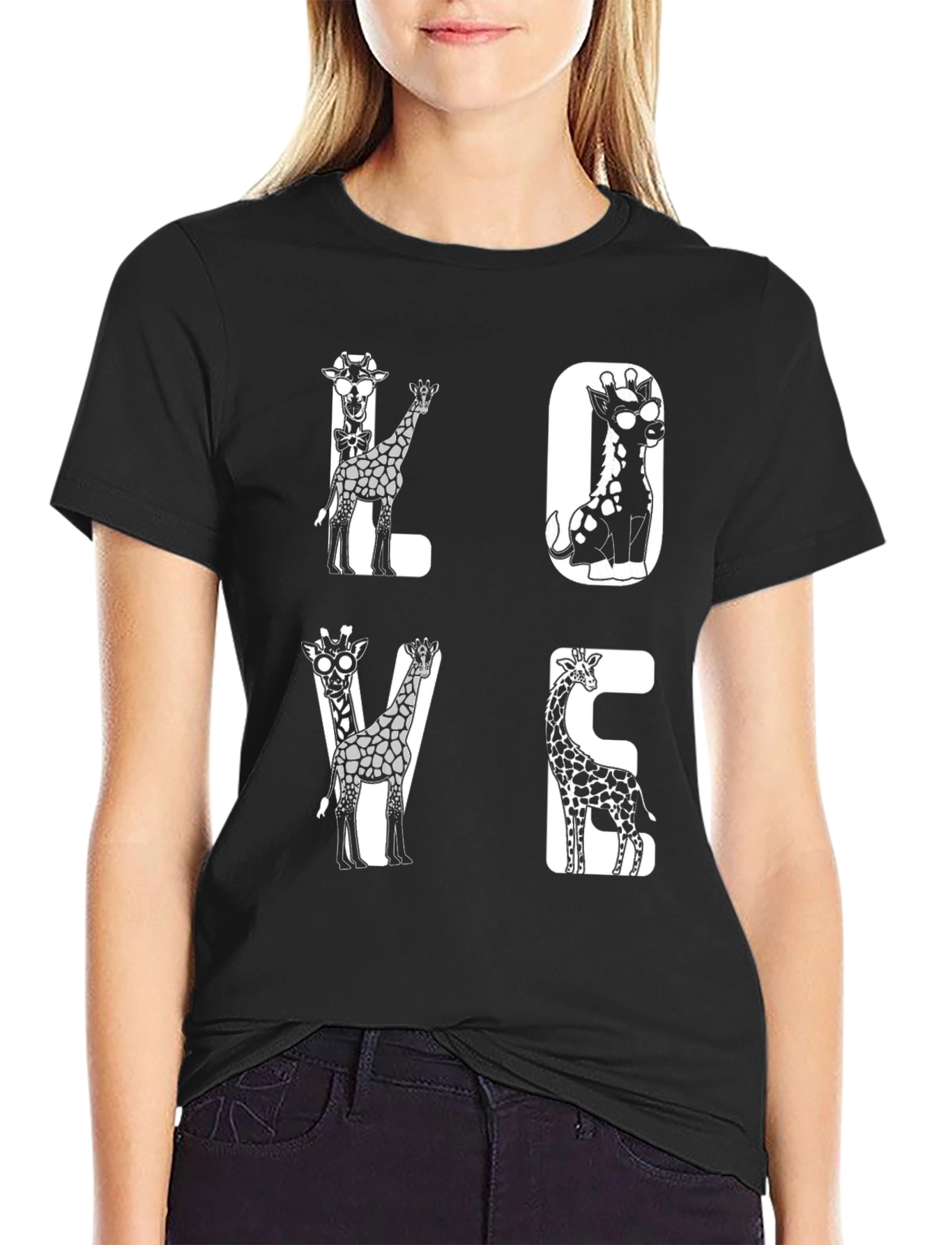 Giraffe LOVE Graphic Tee - Unique Animal Print Shirt