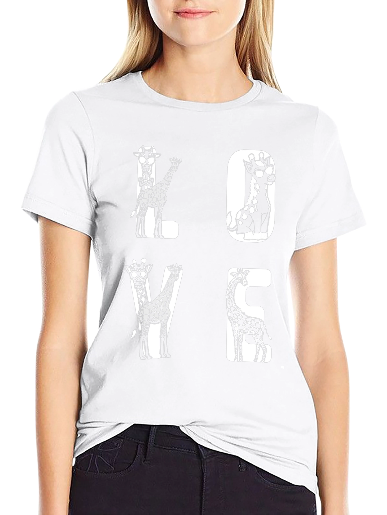 Giraffe LOVE Graphic Tee - Unique Animal Print Shirt
