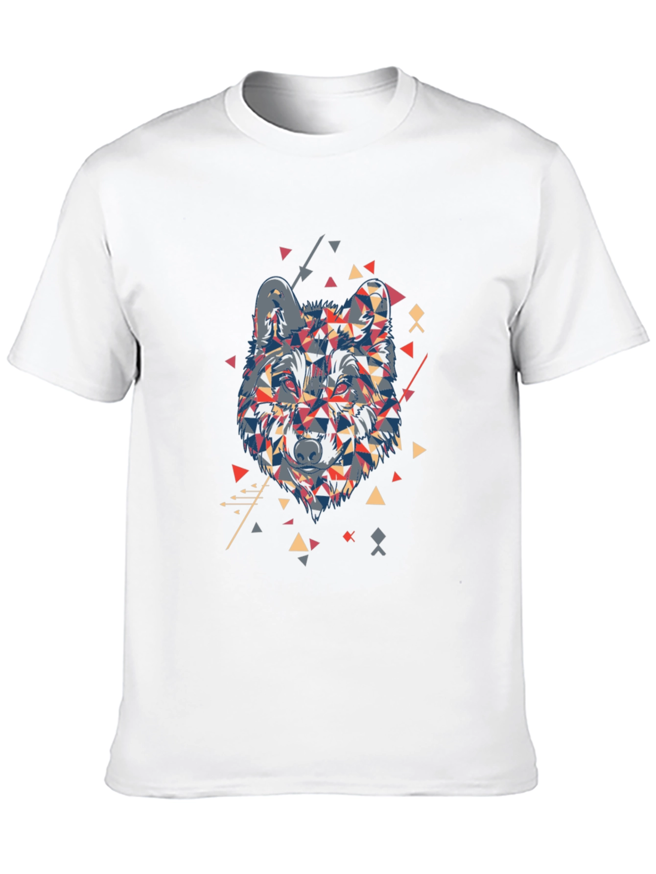 Geometric Wolf Graphic Print Black T-Shirt