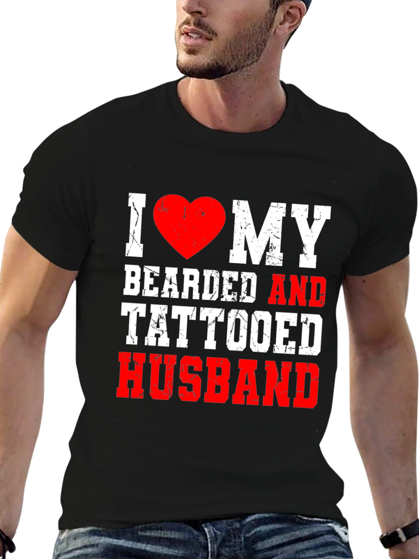 I Love My Bearded and Tattooed Husband T-Shirt