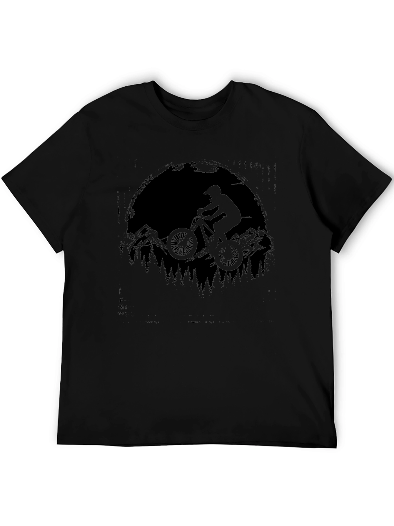 Mountain Biker Silhouette Graphic Tee - Black