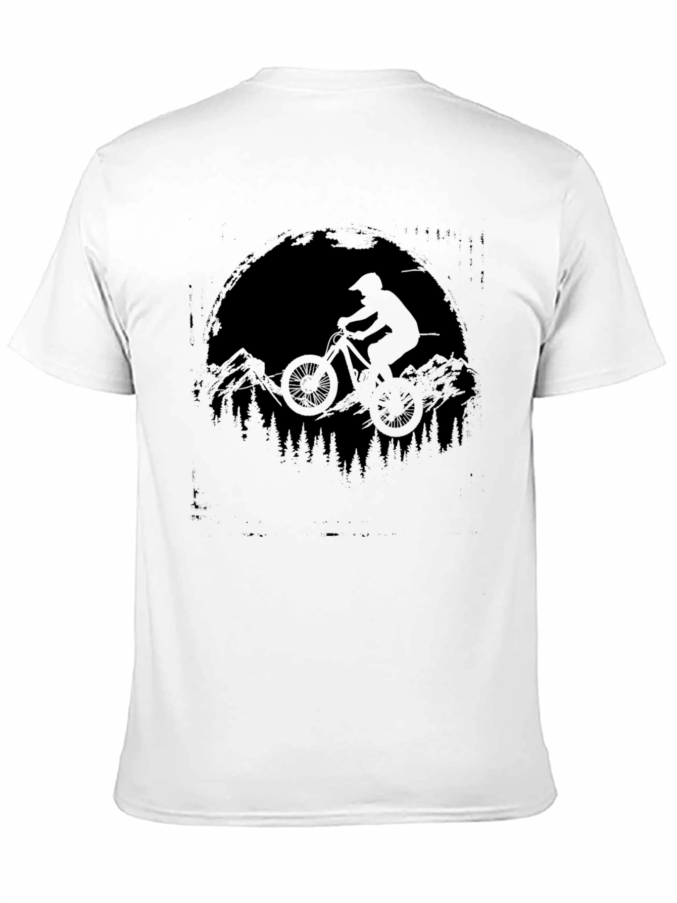 Mountain Biker Silhouette Graphic Tee - Black
