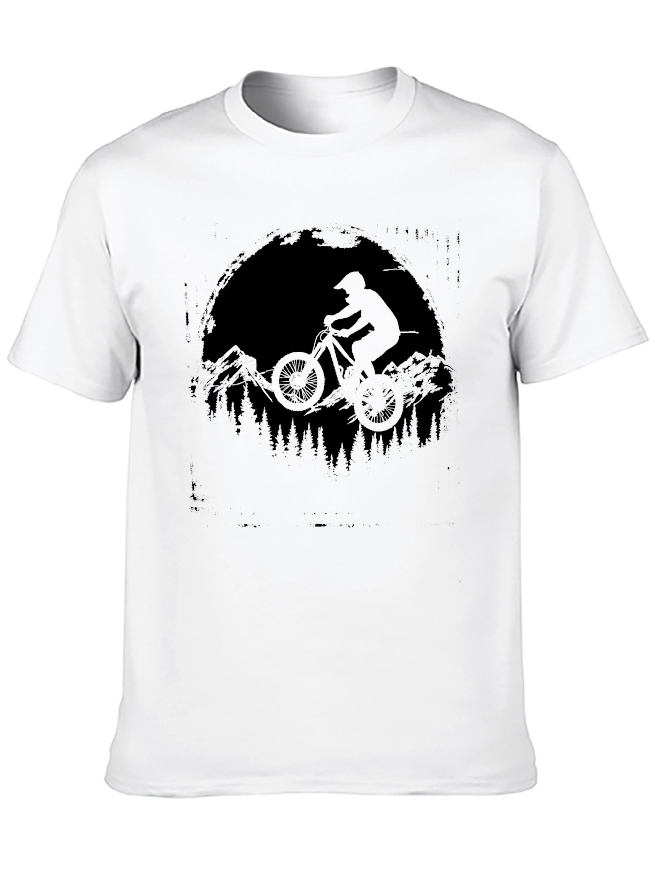 Mountain Biker Silhouette Graphic Tee - Black