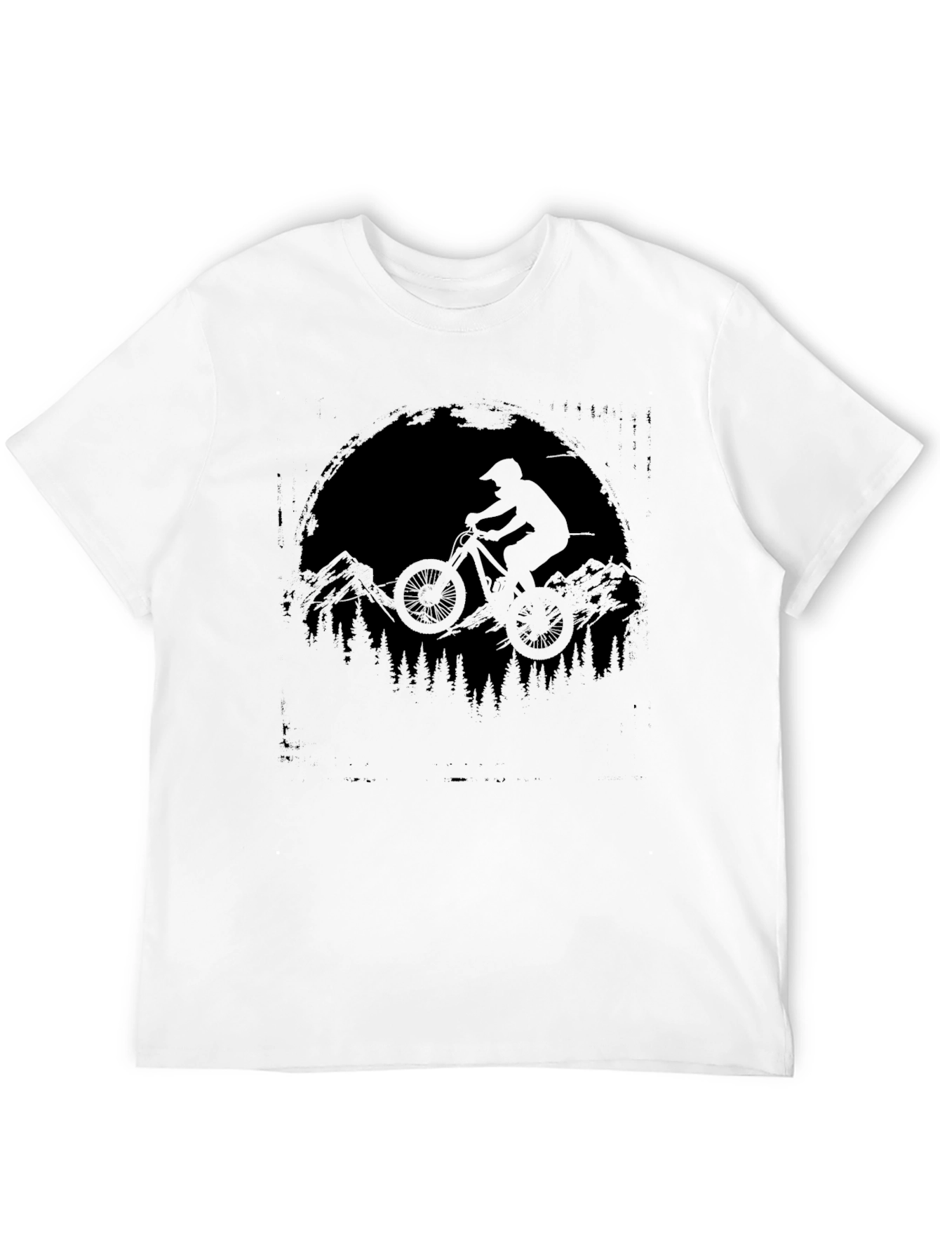 Mountain Biker Silhouette Graphic Tee - Black