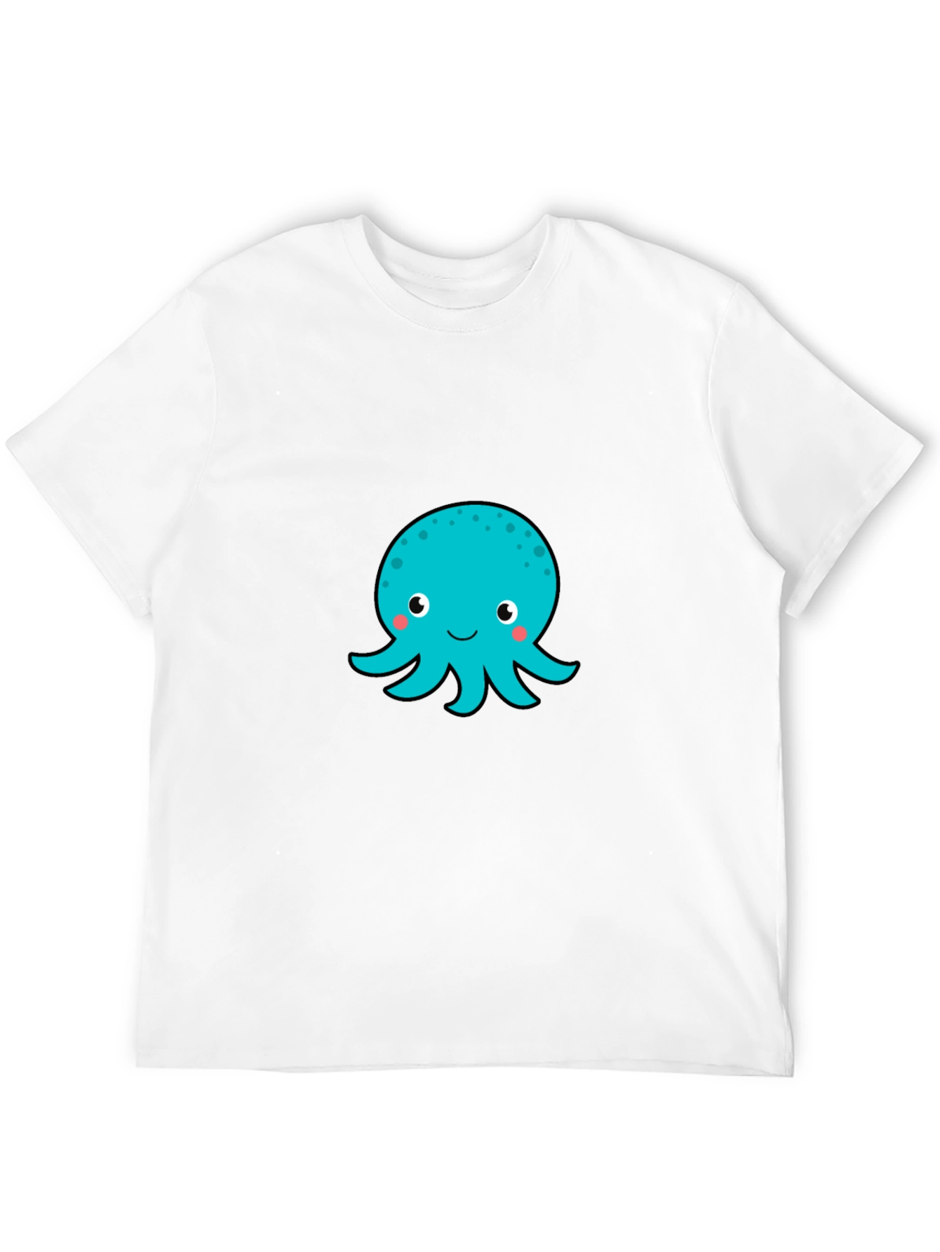 Cute Octopus Graphic T-Shirt - Black Cotton Blend