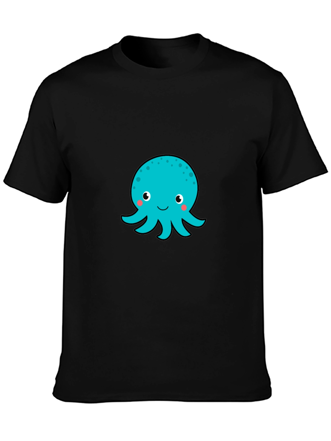 Cute Octopus Graphic T-Shirt - Black Cotton Blend