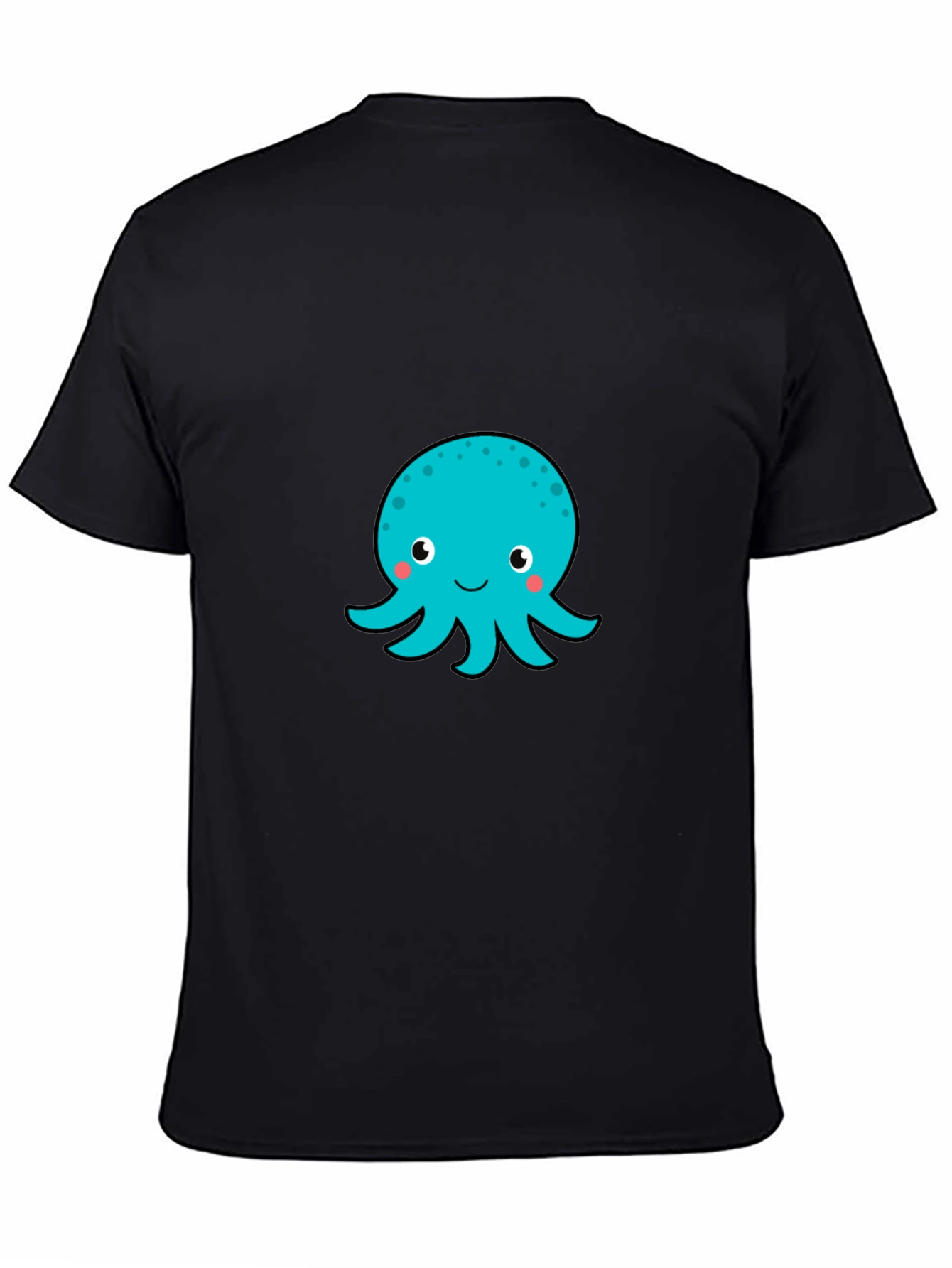 Cute Octopus Graphic T-Shirt - Black Cotton Blend