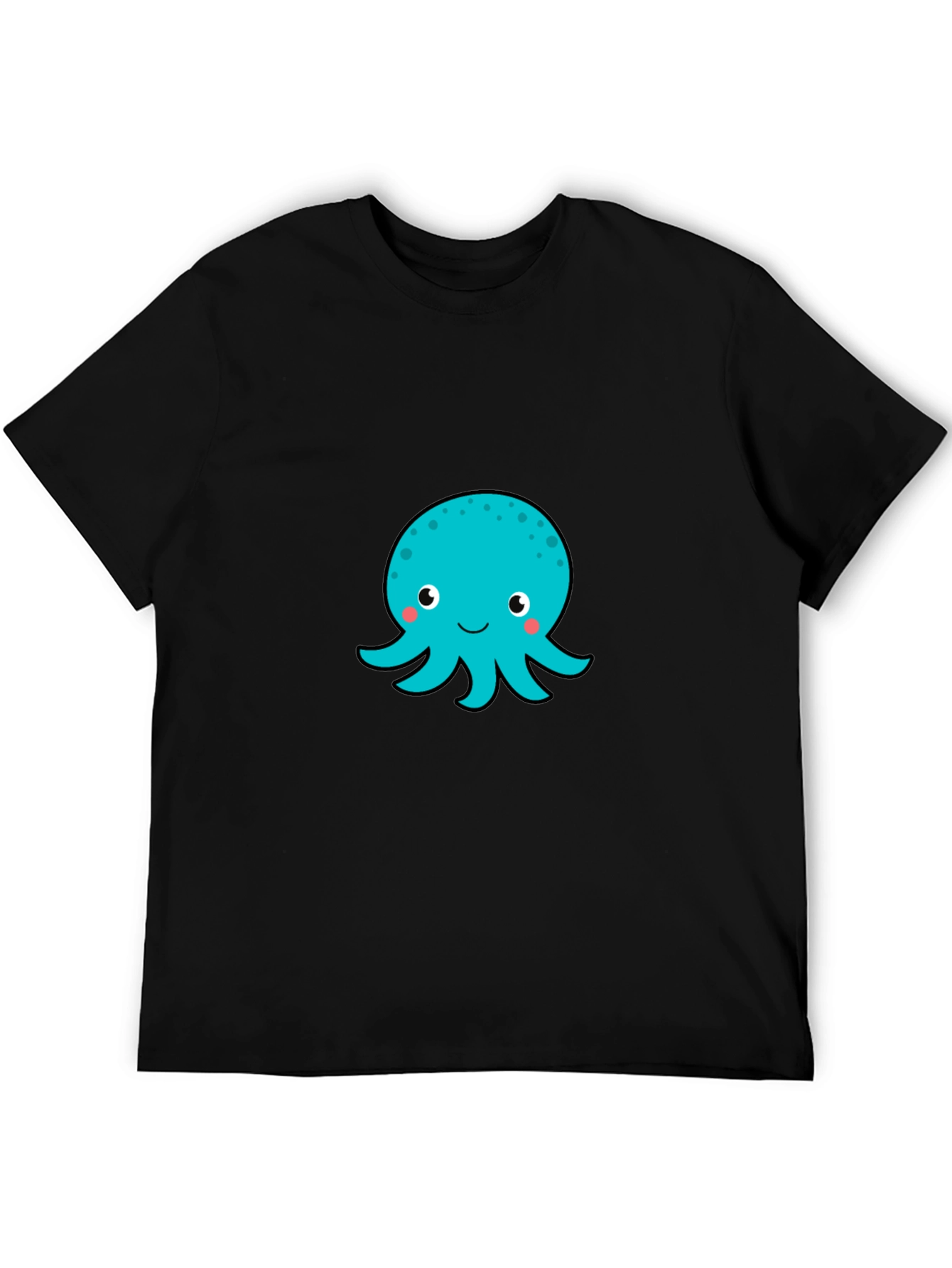 Cute Octopus Graphic T-Shirt - Black Cotton Blend