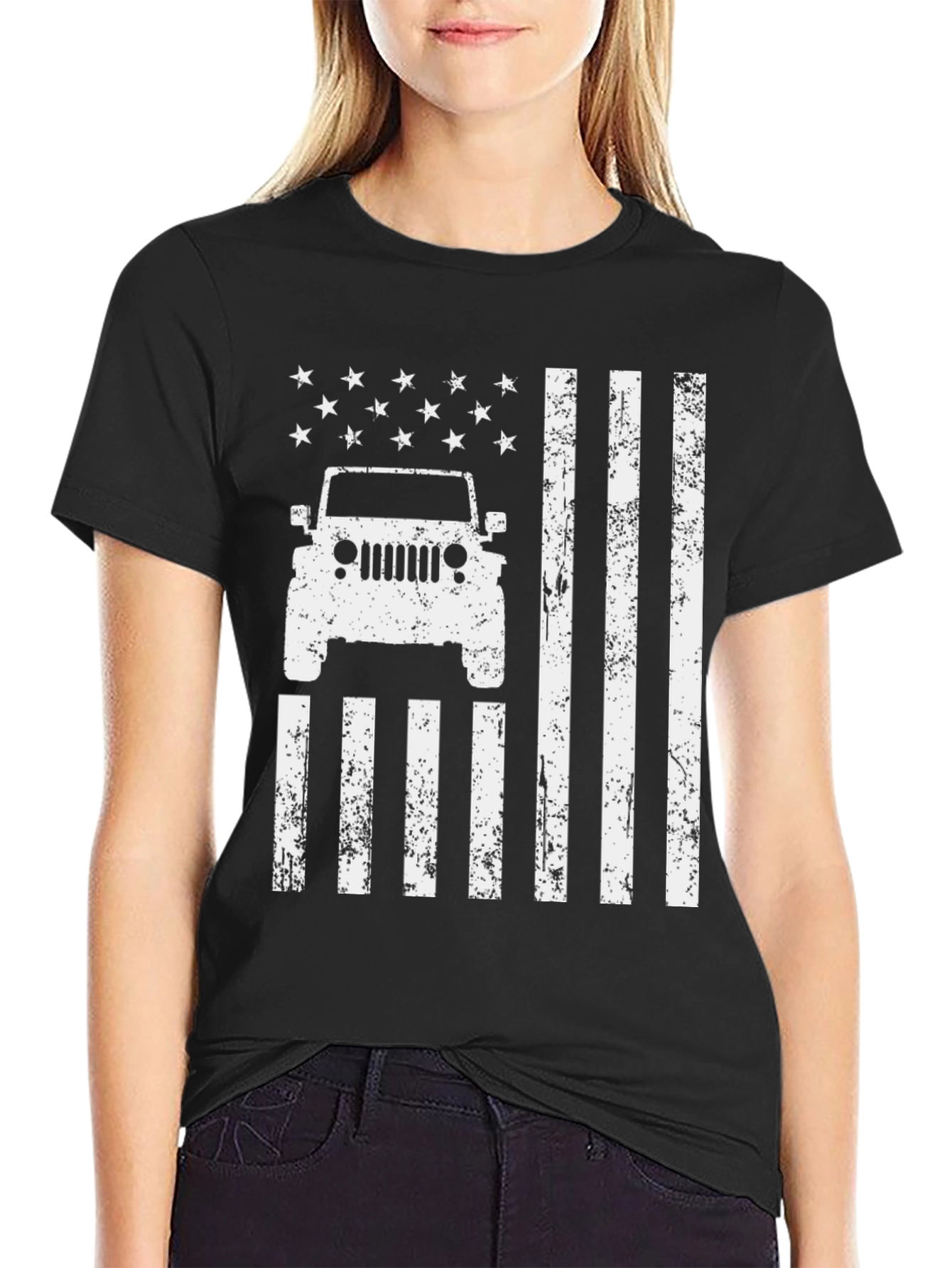 American Flag Jeep T-Shirt Patriotic