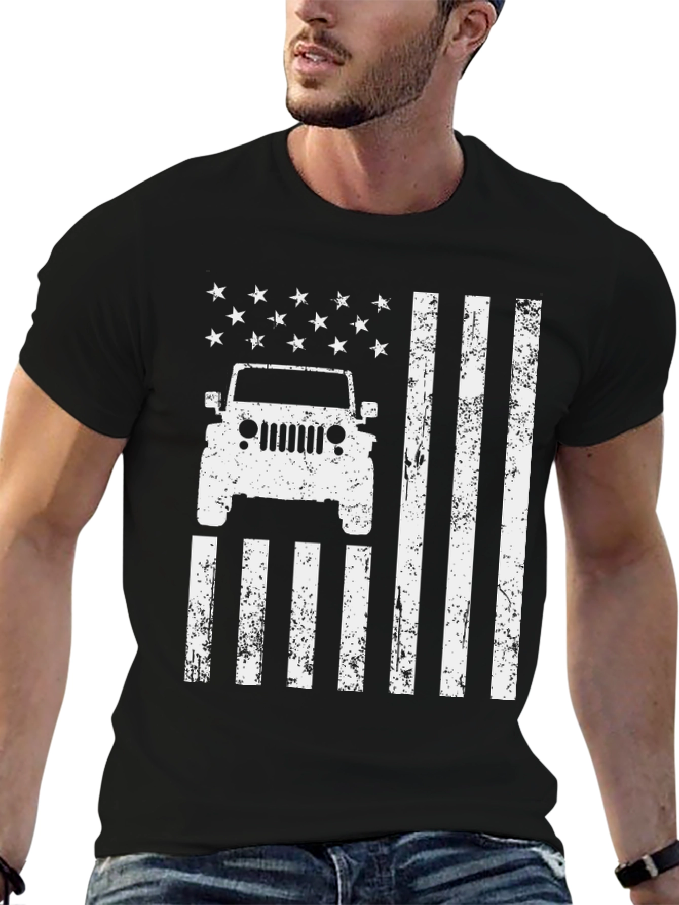 American Flag Jeep T-Shirt Patriotic