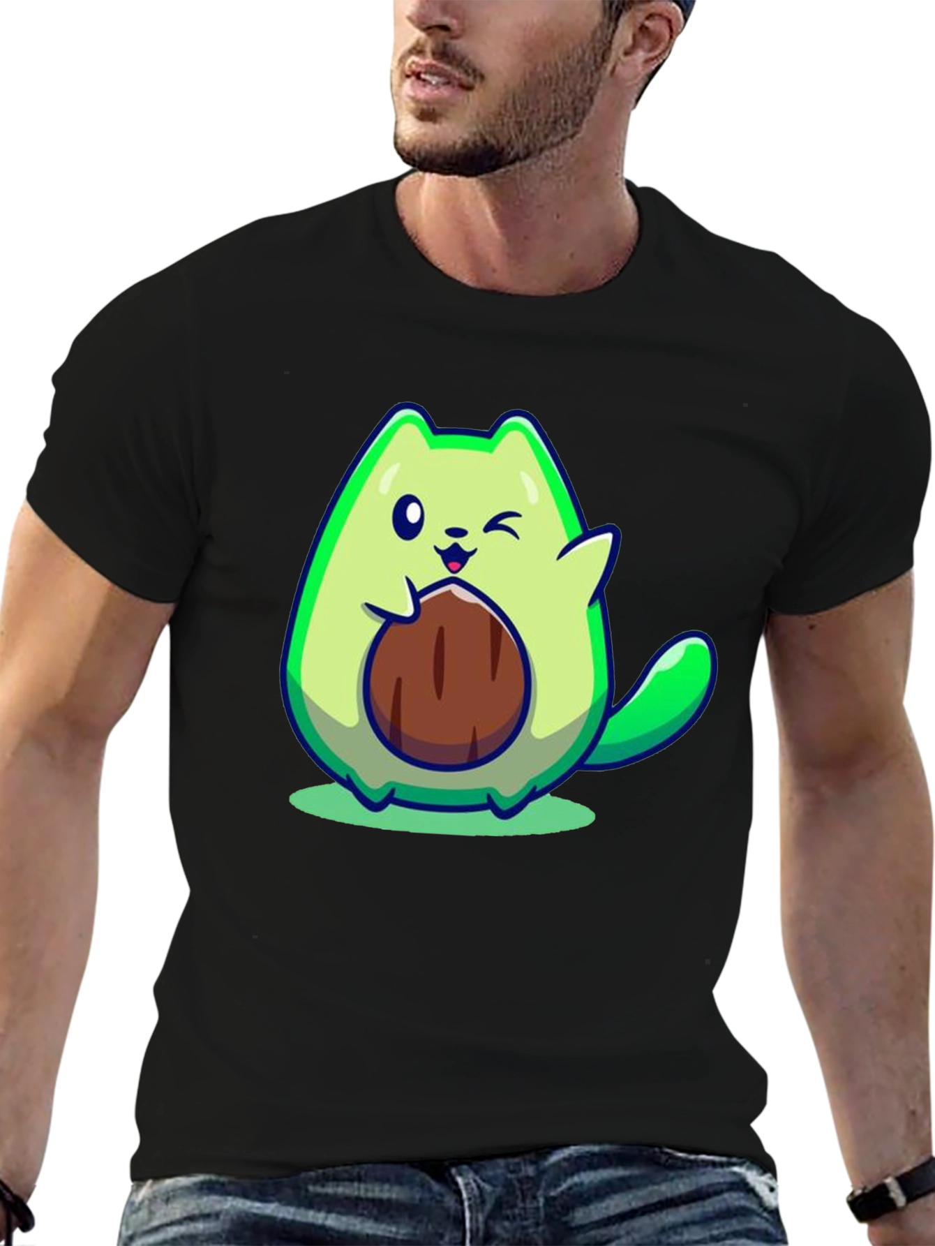 Avocado Cat Graphic Tee - Cute & Funny!