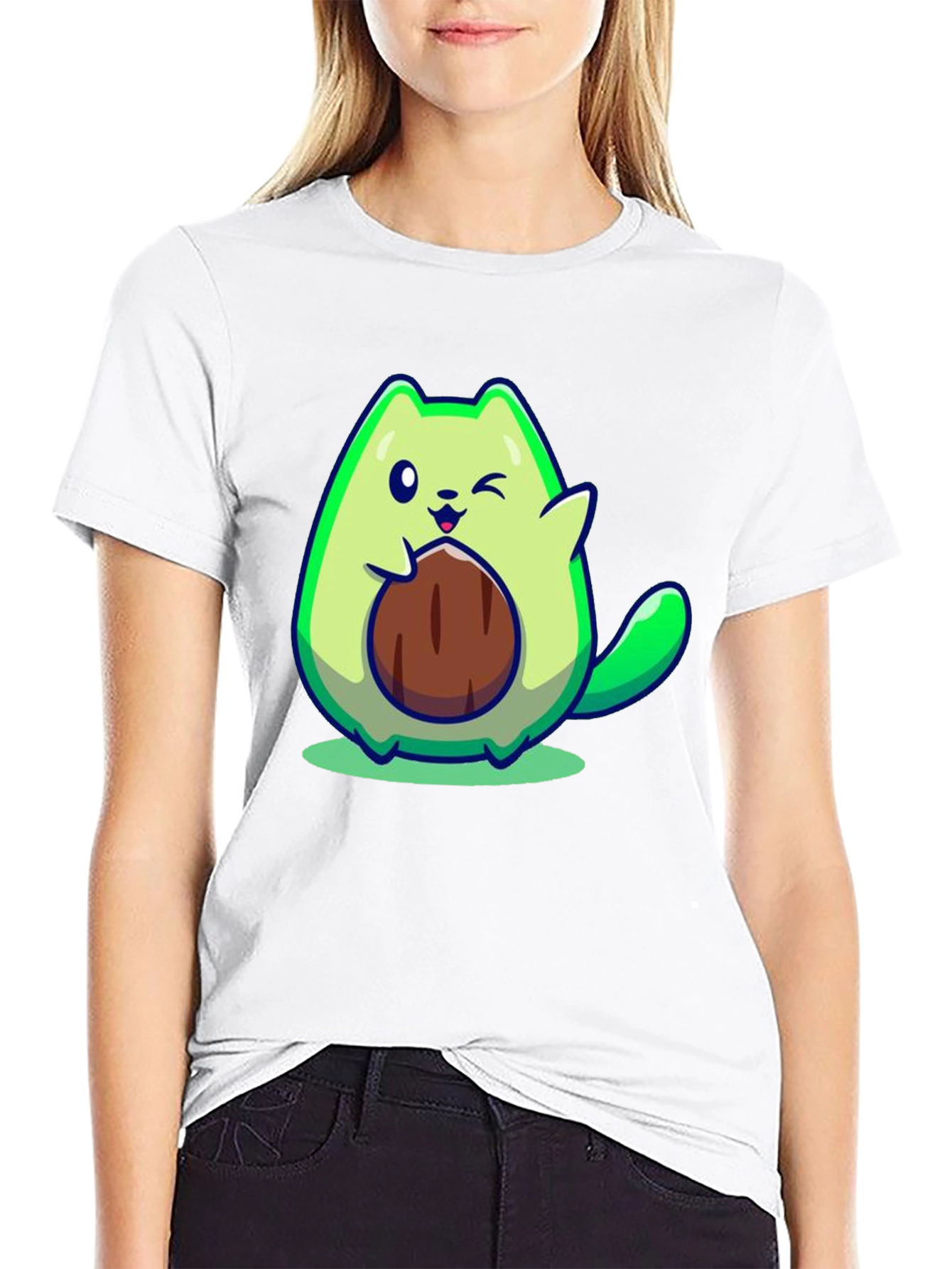 Avocado Cat Graphic Tee - Cute & Funny!