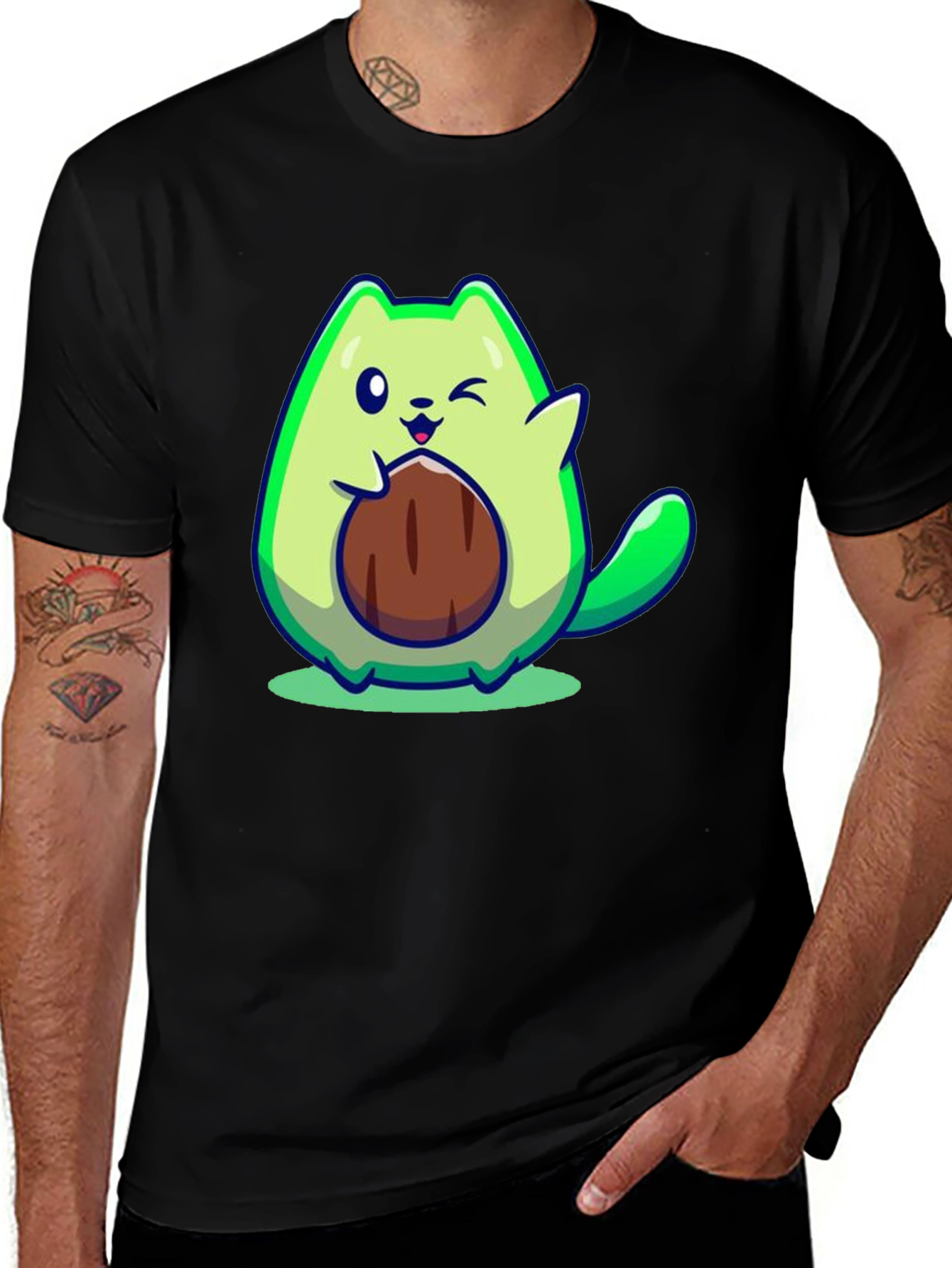 Avocado Cat Graphic Tee - Cute & Funny!