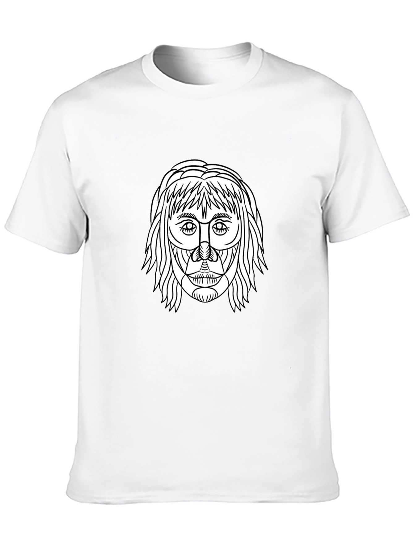 Abstract Face Graphic Tee - Black Cotton Casual Shirt