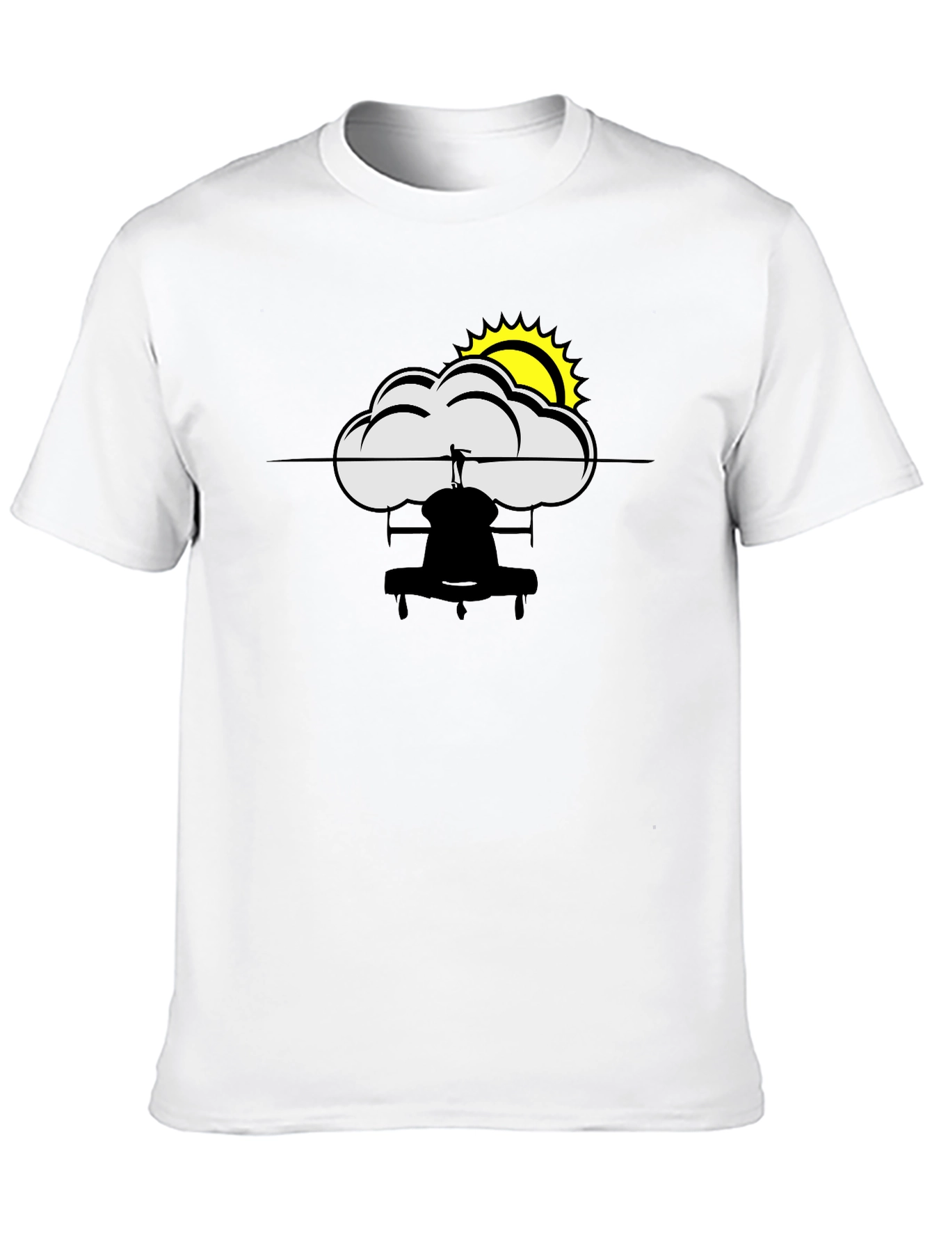 Cloud and Sun Graphic Black T-Shirt
