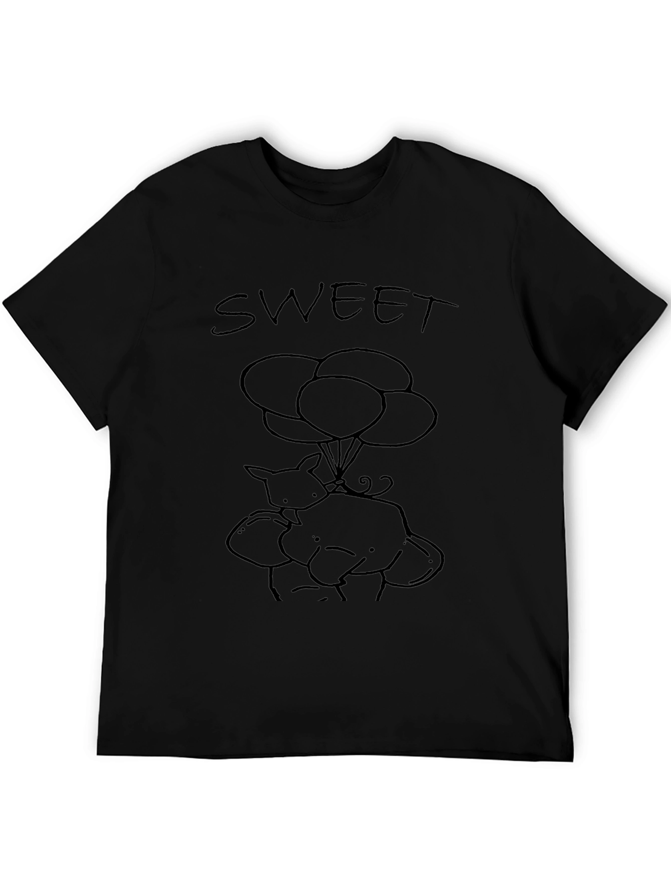 Sweet Elephant and Fox Graphic Tee - Black