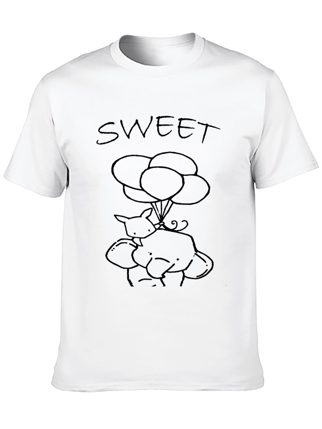 Sweet Elephant and Fox Graphic Tee - Black