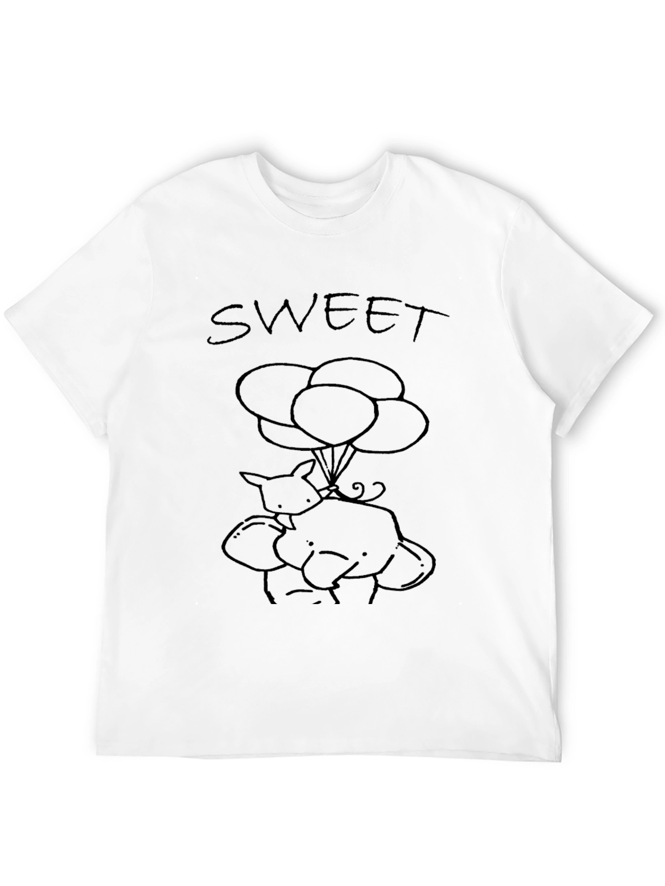 Sweet Elephant and Fox Graphic Tee - Black