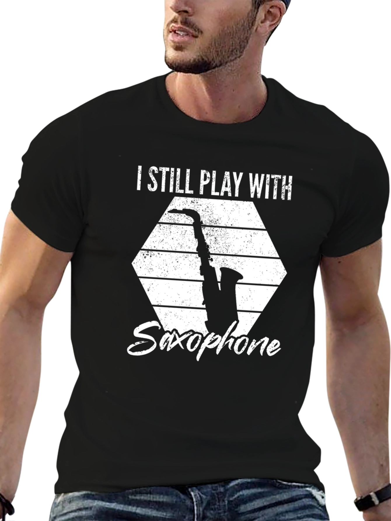 I Still Play With Saxophone Black T-Shirt