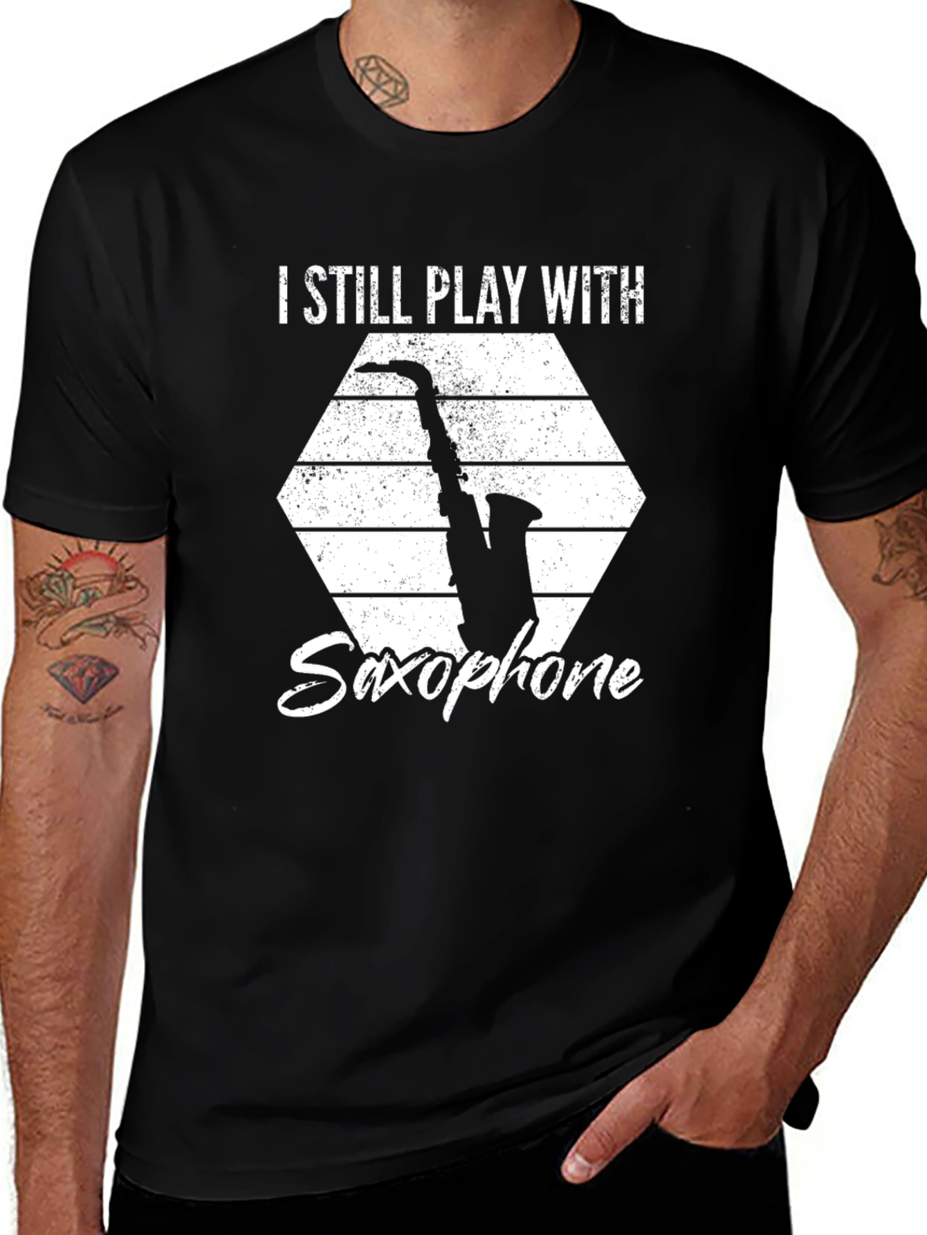 I Still Play With Saxophone Black T-Shirt