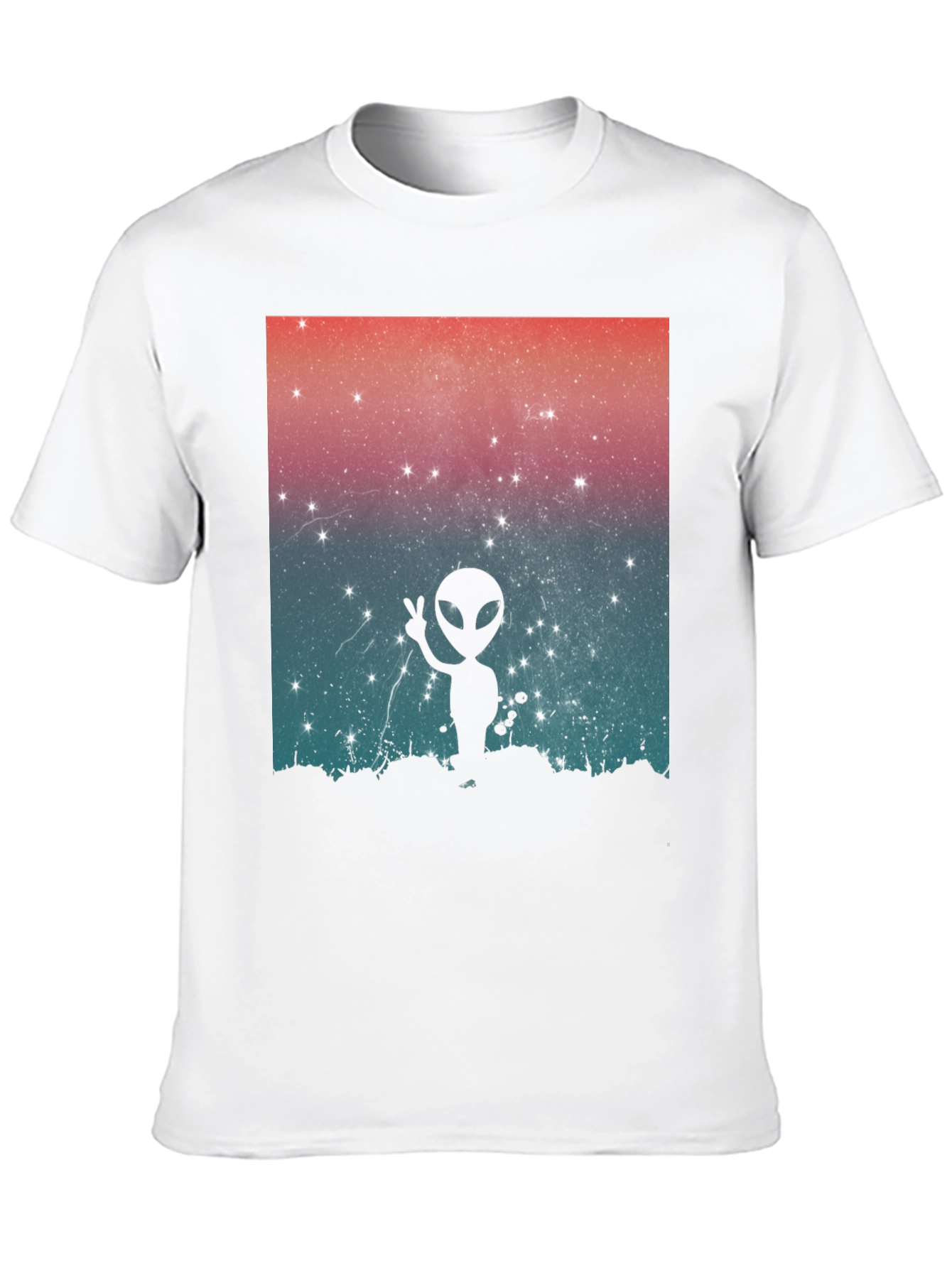 Alien Peace Sign Graphic Tee - Black Cotton Blend