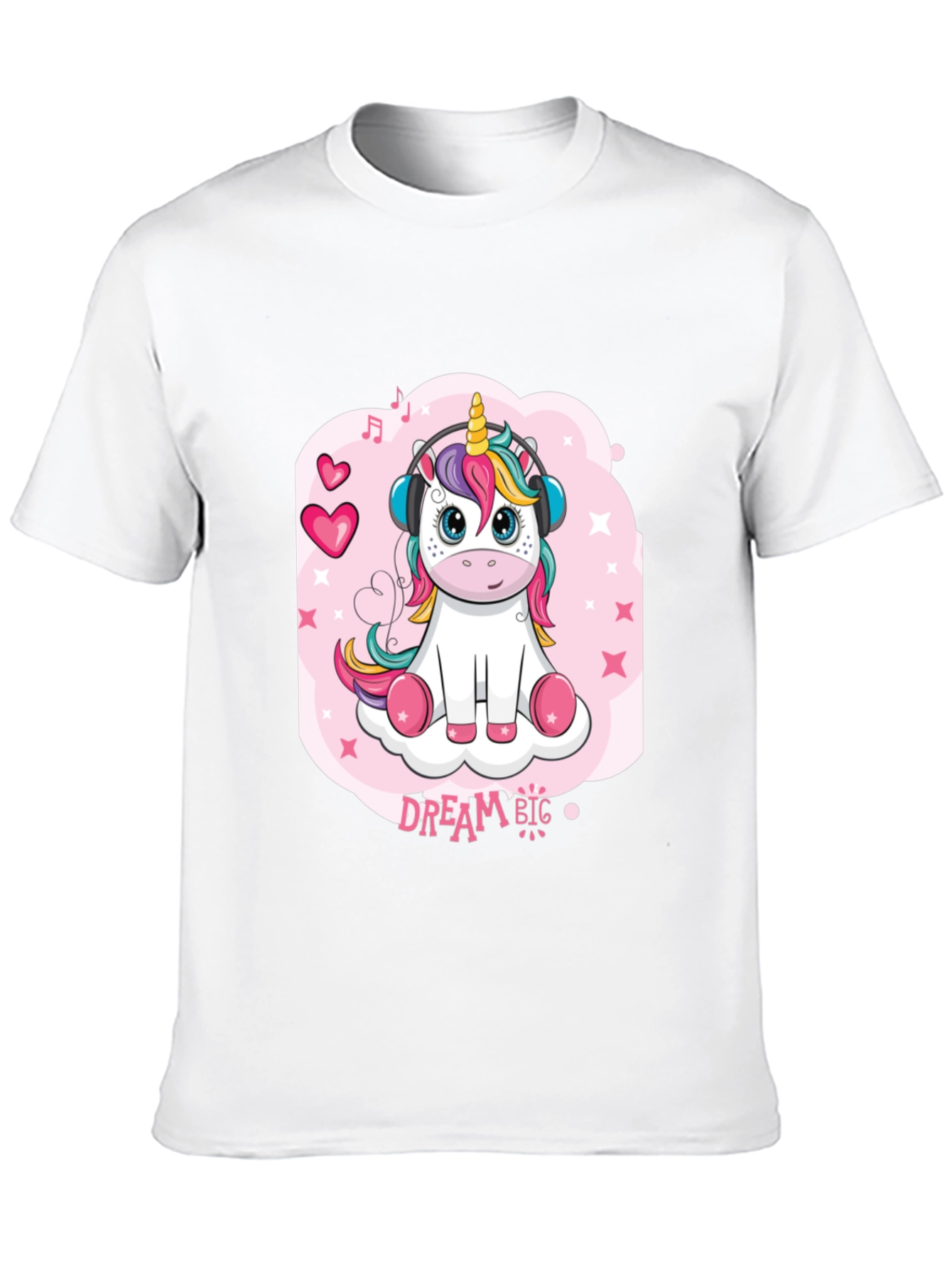 Cute Unicorn Dream Big Black T-Shirt