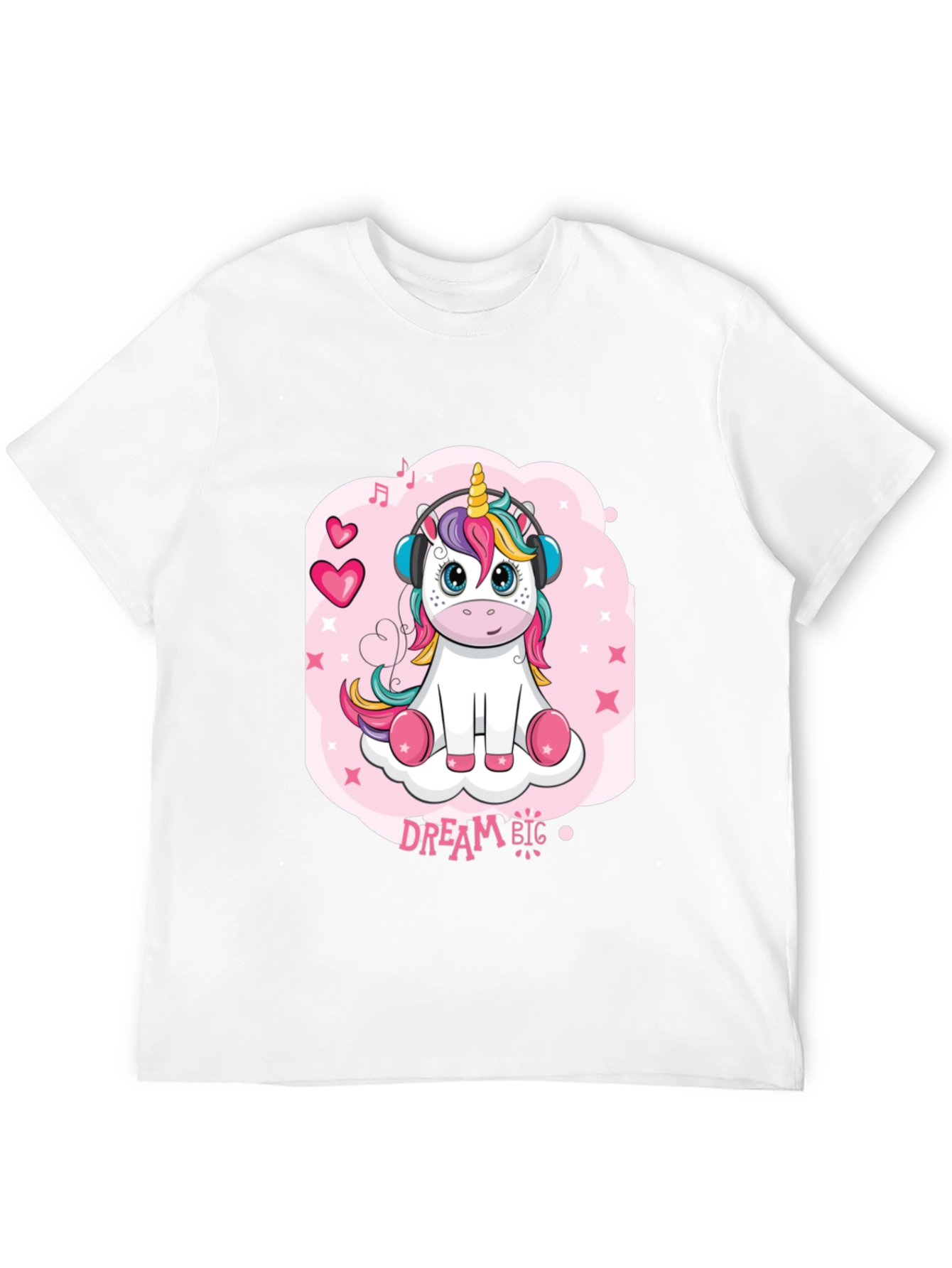 Cute Unicorn Dream Big Black T-Shirt