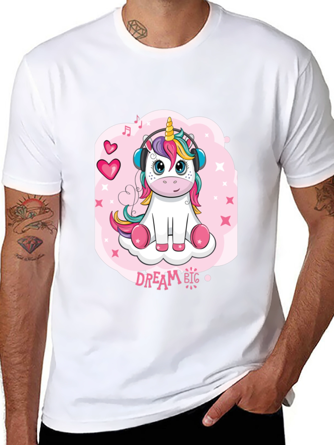 Cute Unicorn Dream Big Black T-Shirt