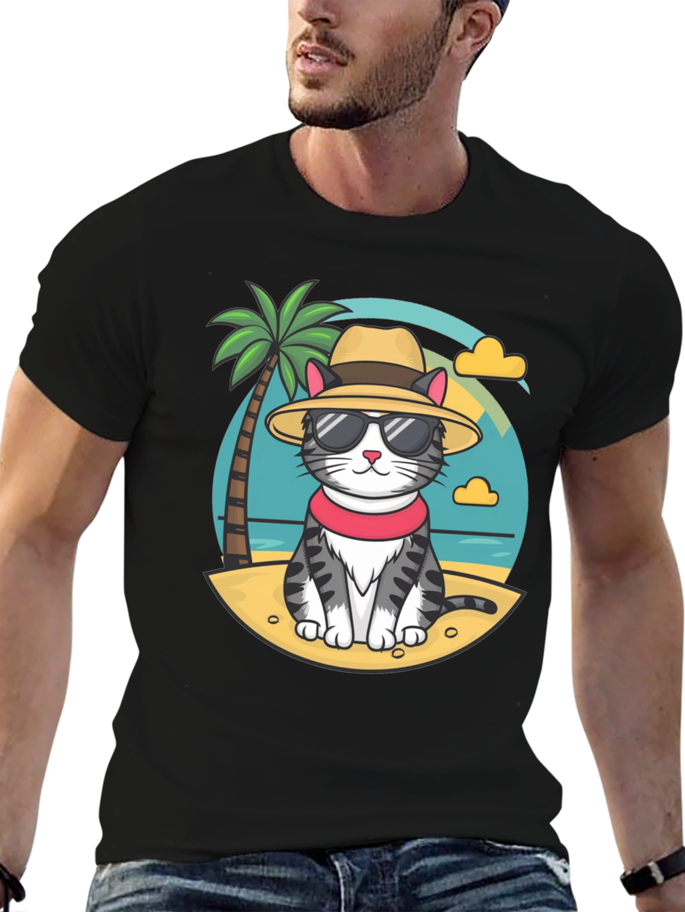 Cat Beach T-Shirt: Cool Summer Style!