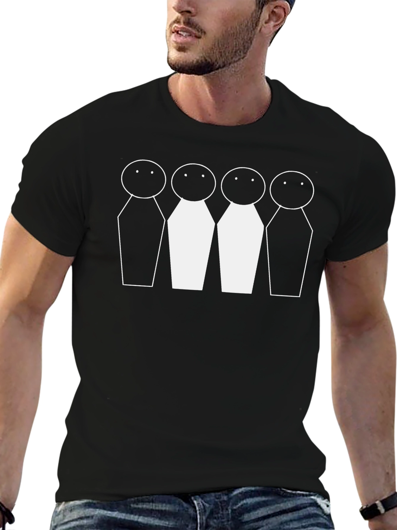 Stick Figure Lineup Graphic Tee - Black