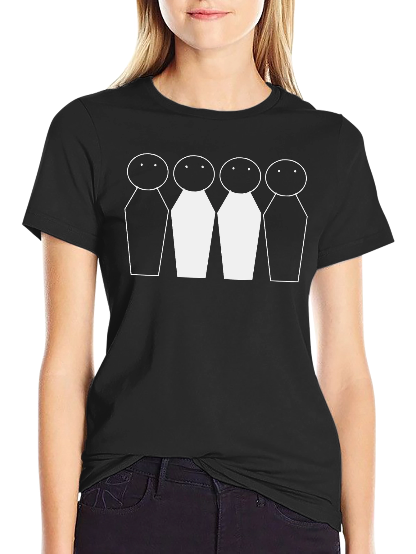 Stick Figure Lineup Graphic Tee - Black