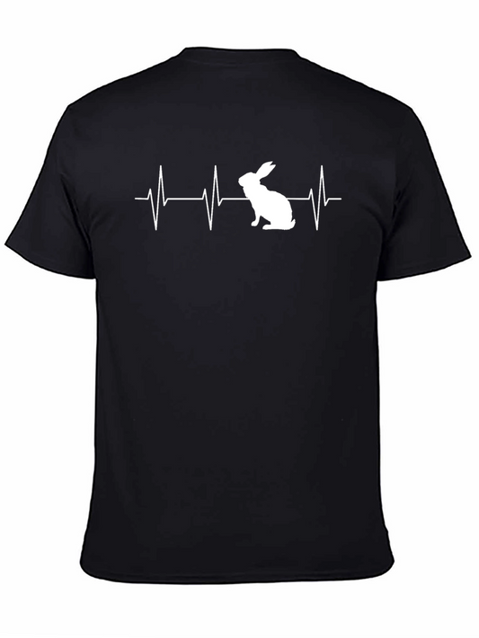 Rabbit Heartbeat T-Shirt - Black Cotton Tee