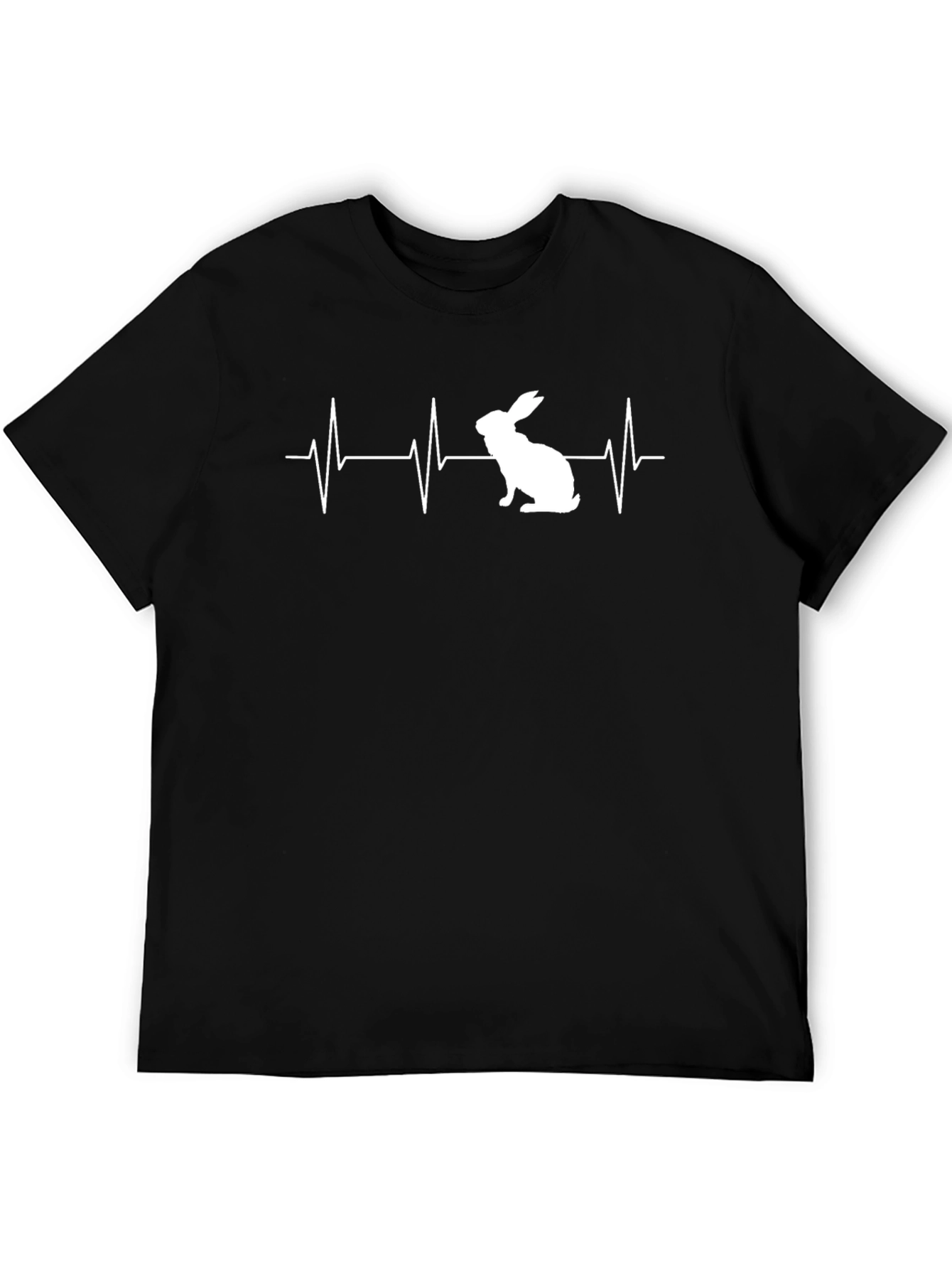 Rabbit Heartbeat T-Shirt - Black Cotton Tee