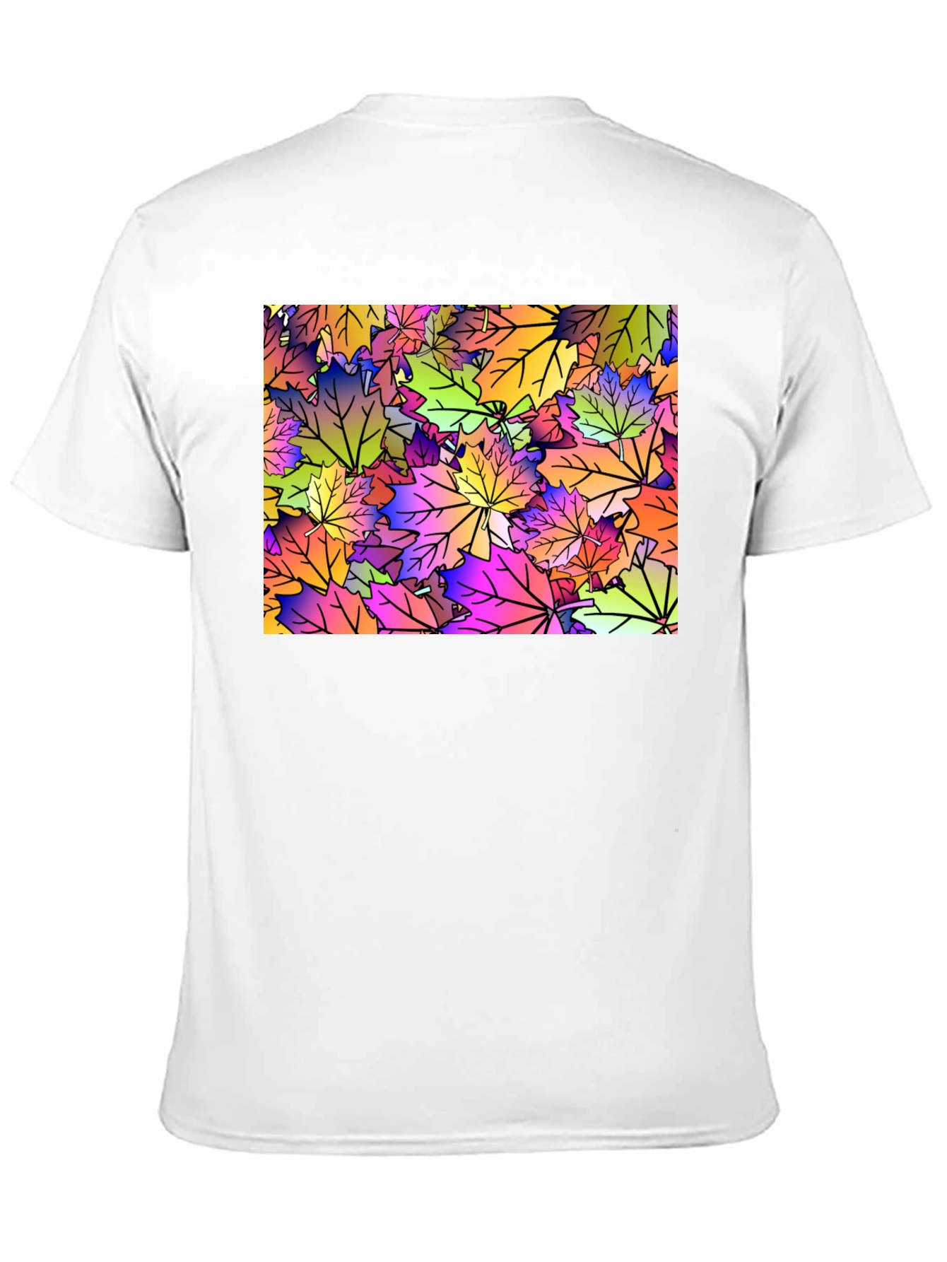 Maple Leaf Pattern Black T-Shirt