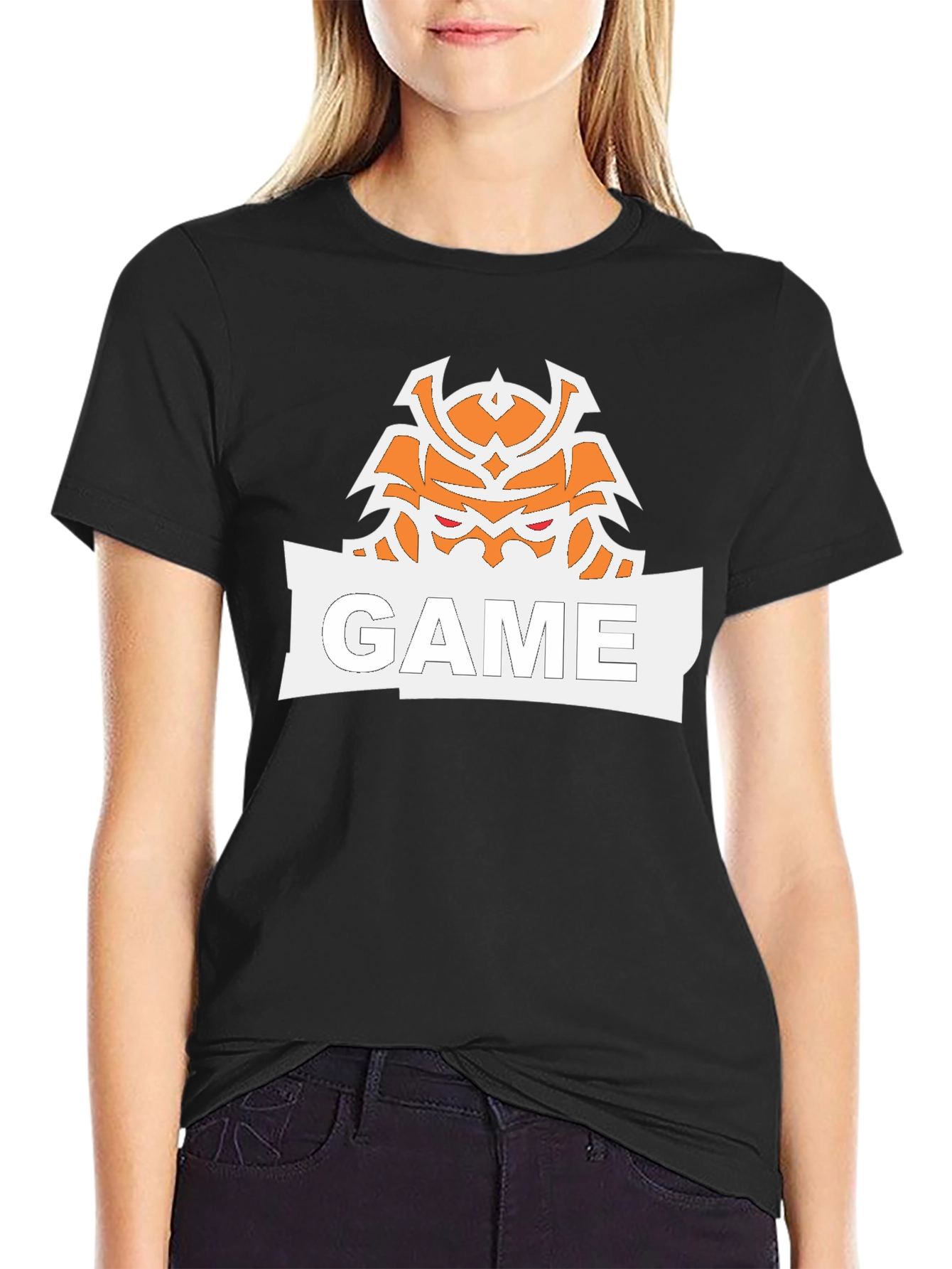 Game Samurai Graphic Print Black T-Shirt
