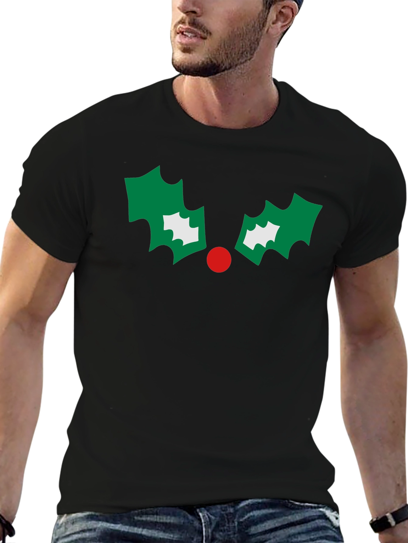Festive Holly Graphic Tee - Holiday Cheer
