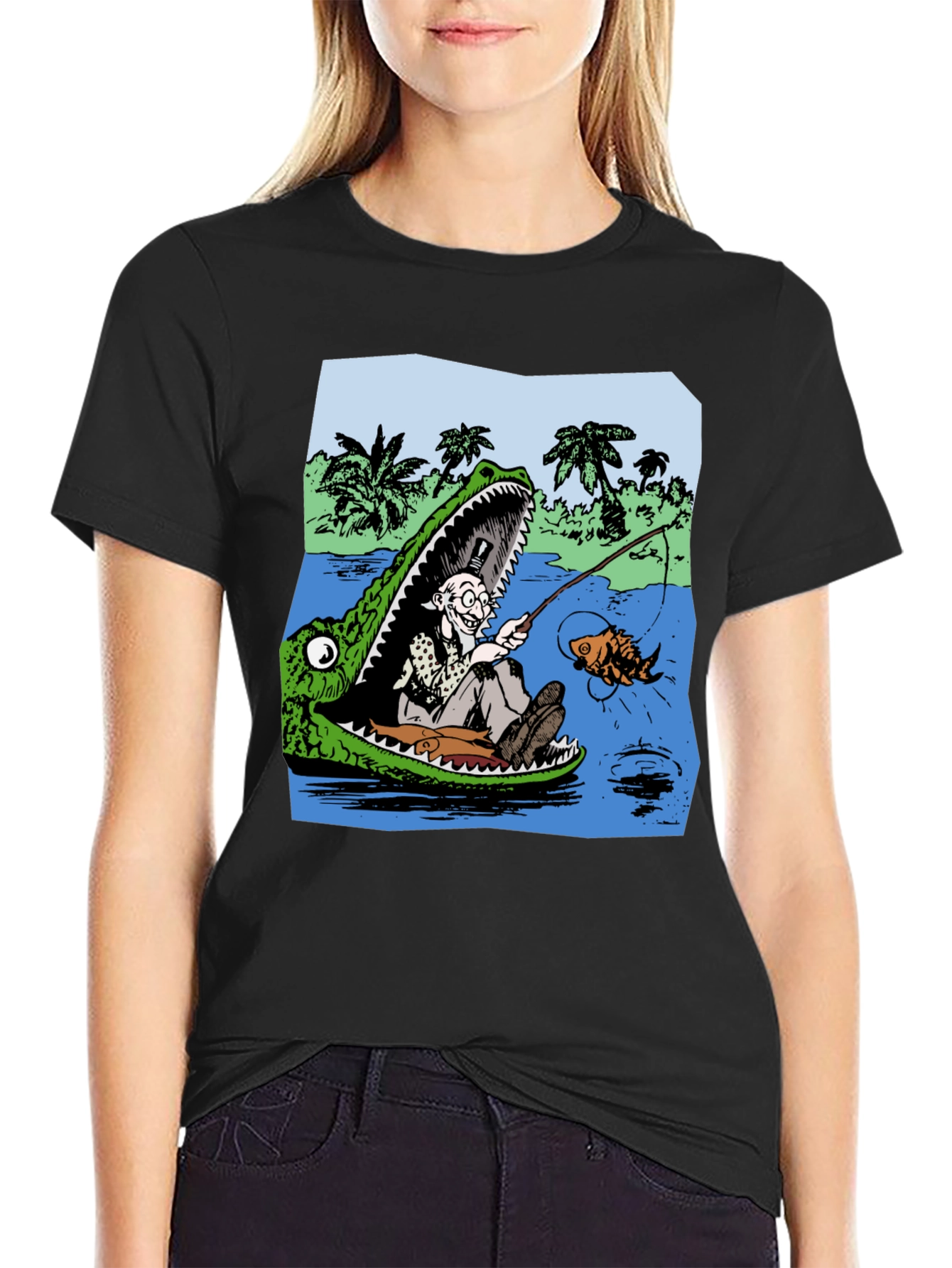 Crocodile Fisherman Graphic Tee