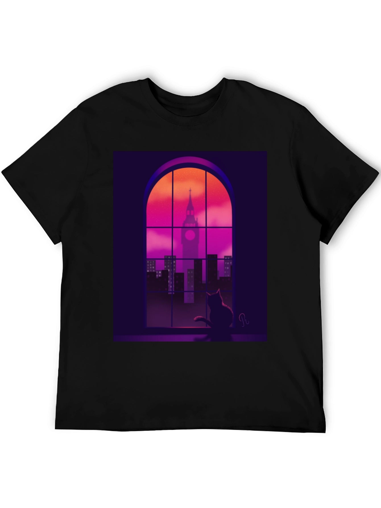 Cat Silhouette Cityscape T-Shirt