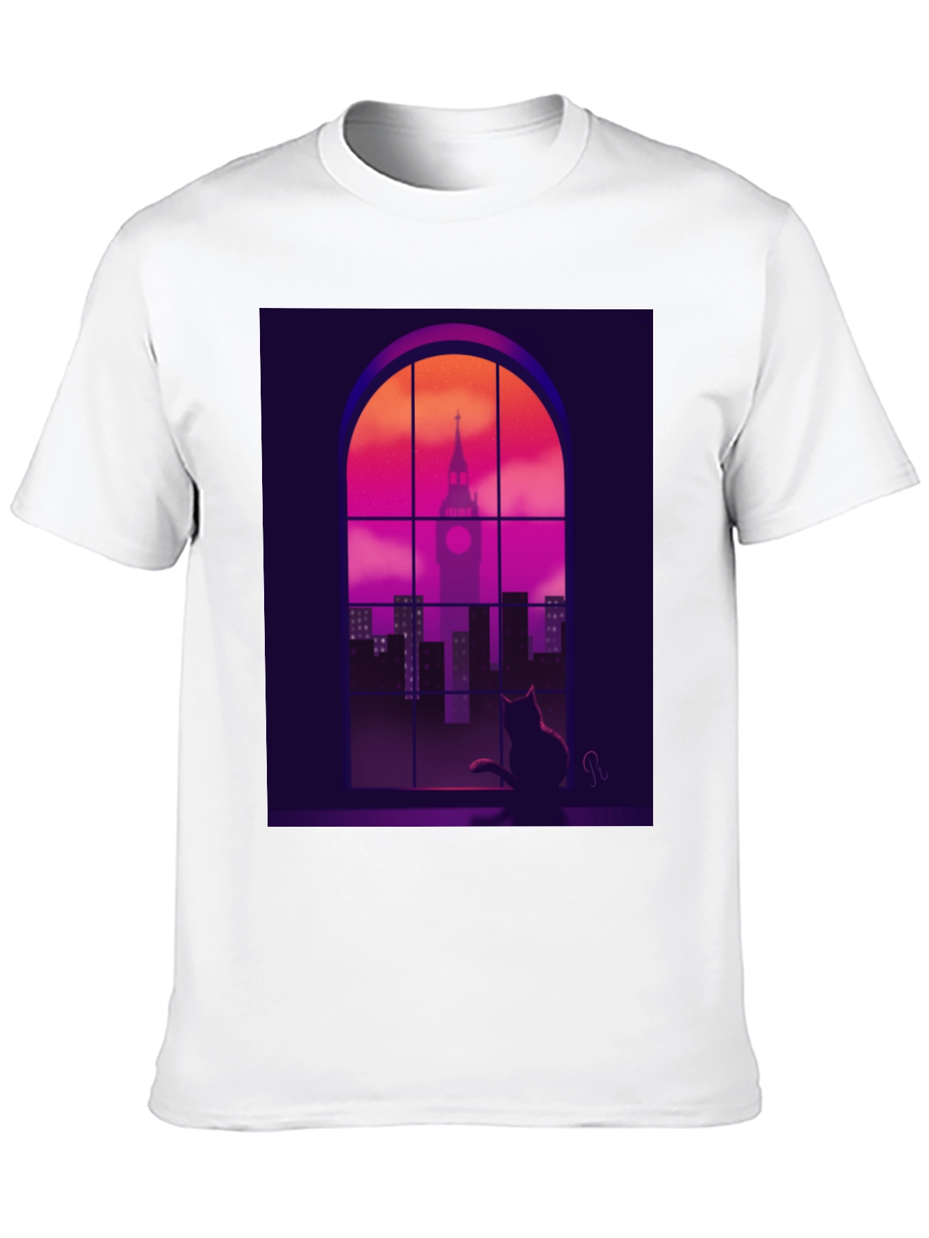 Cat Silhouette Cityscape T-Shirt