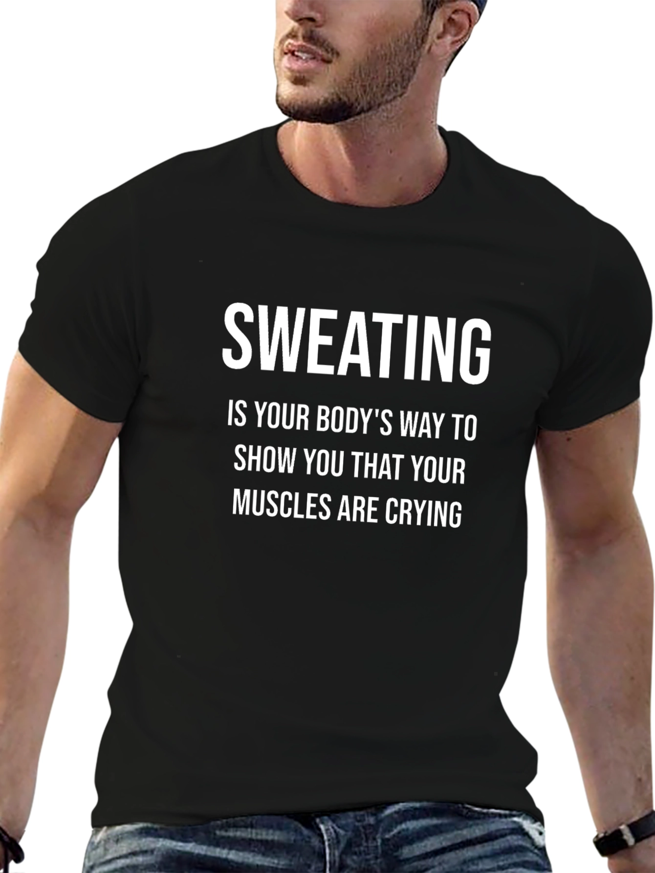 Sweating Muscles Humor Graphic Tee
