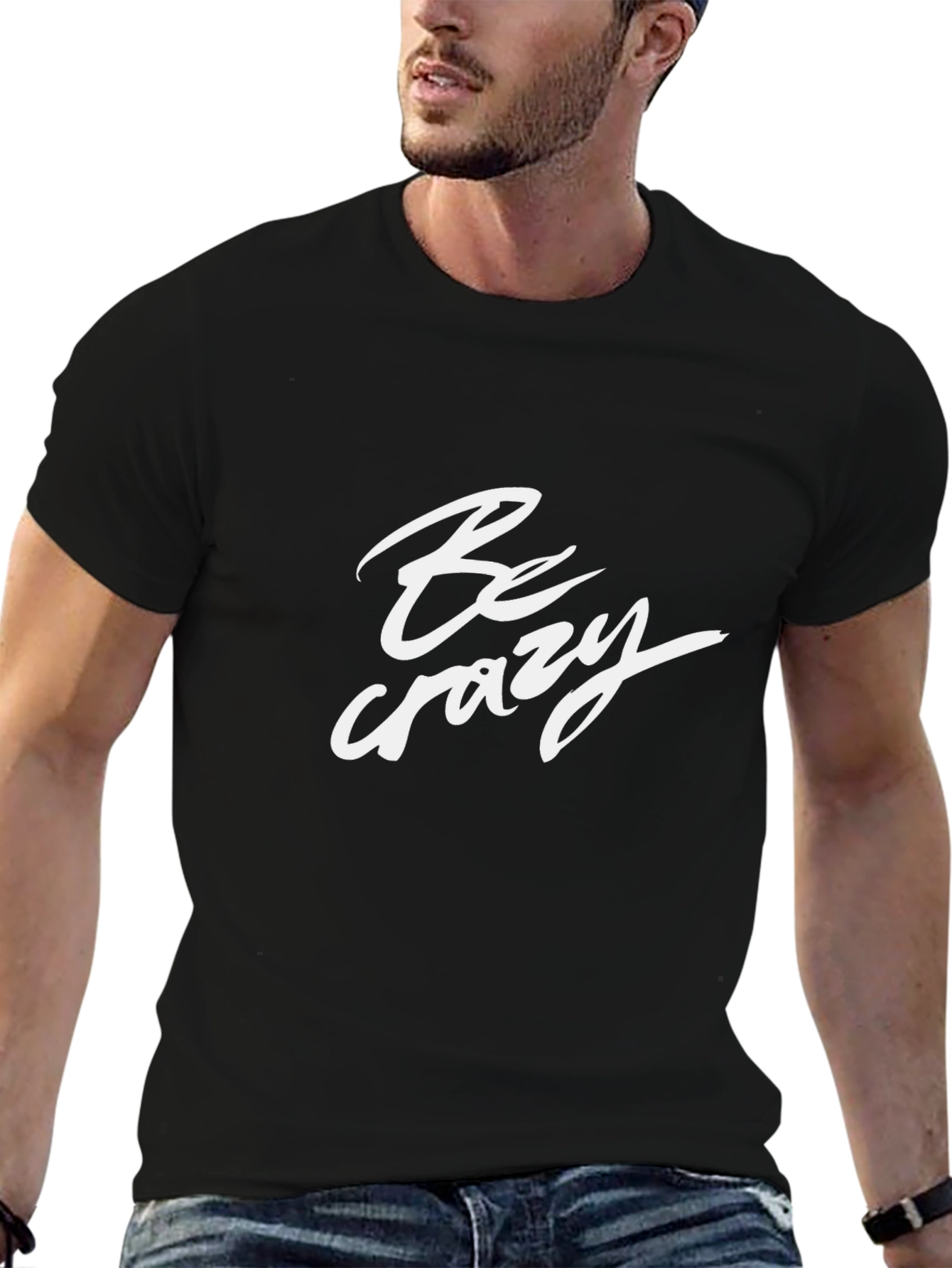 Be Crazy Graphic Tee - Black Cotton Blend