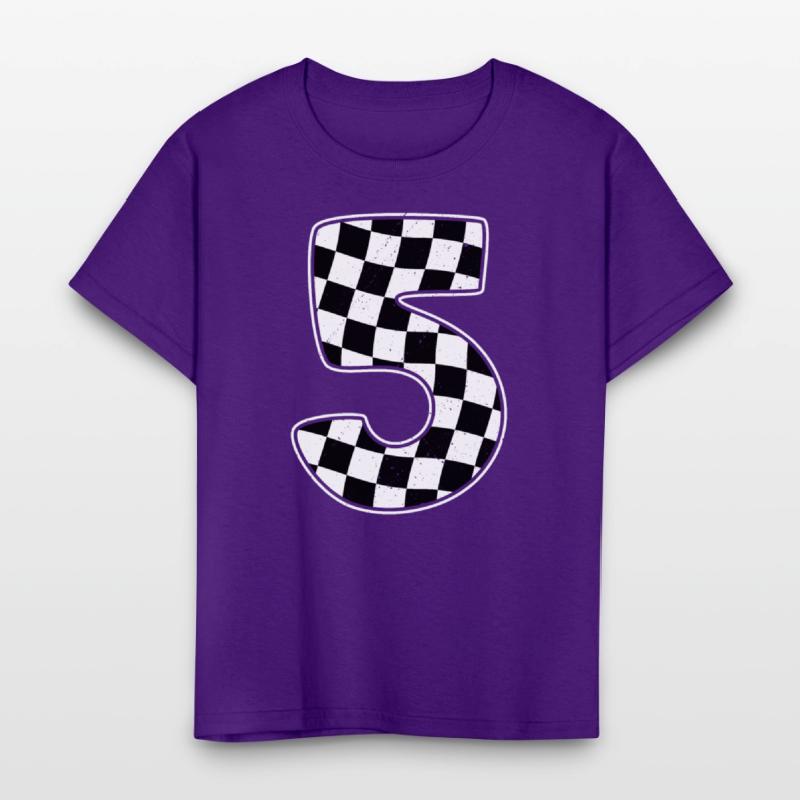 5th Birthday Checkered Number 5 Car Racing Flag