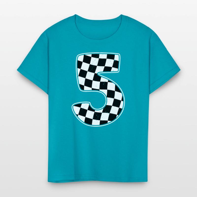 5th Birthday Checkered Number 5 Car Racing Flag