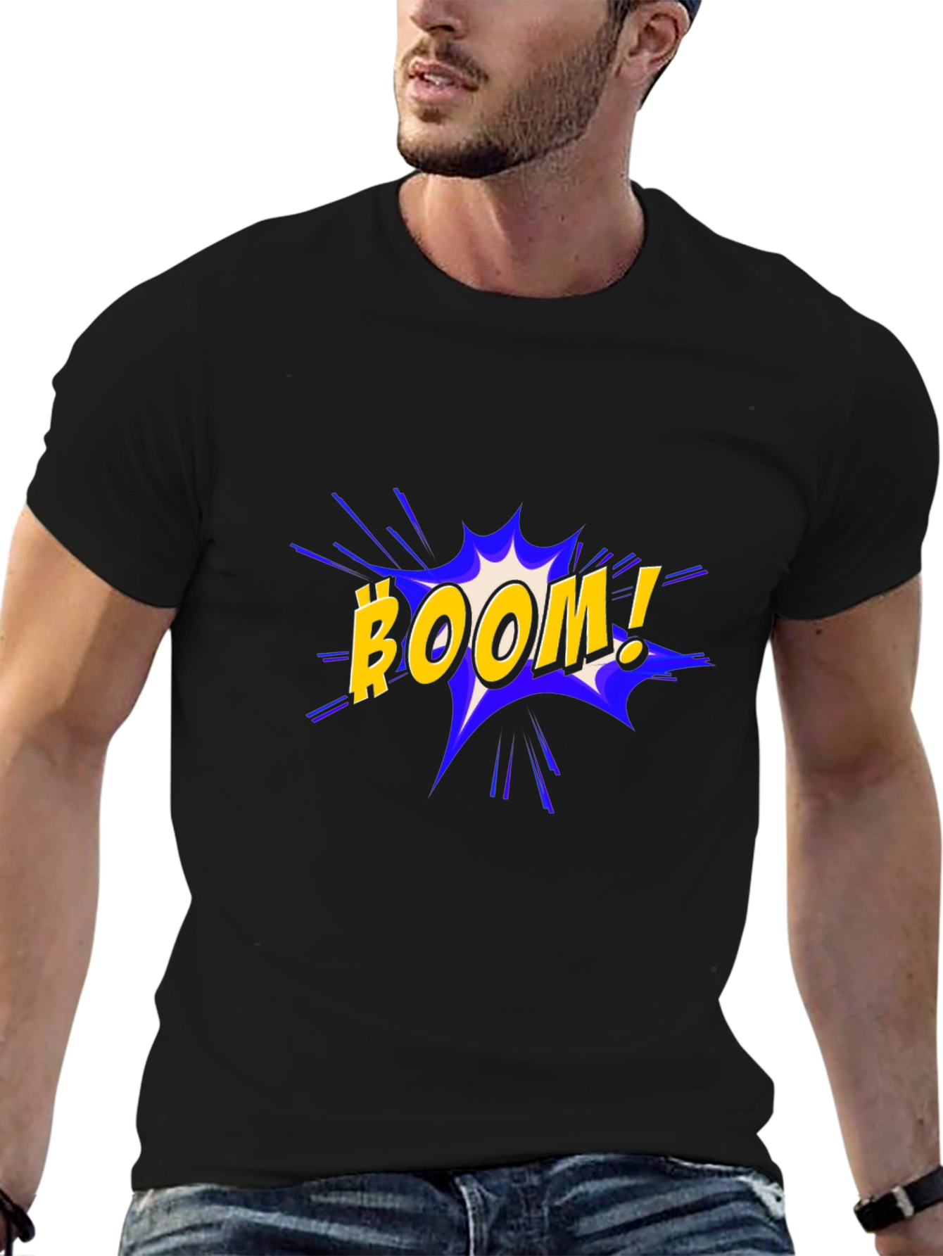 Boom Comic Style Black T-Shirt