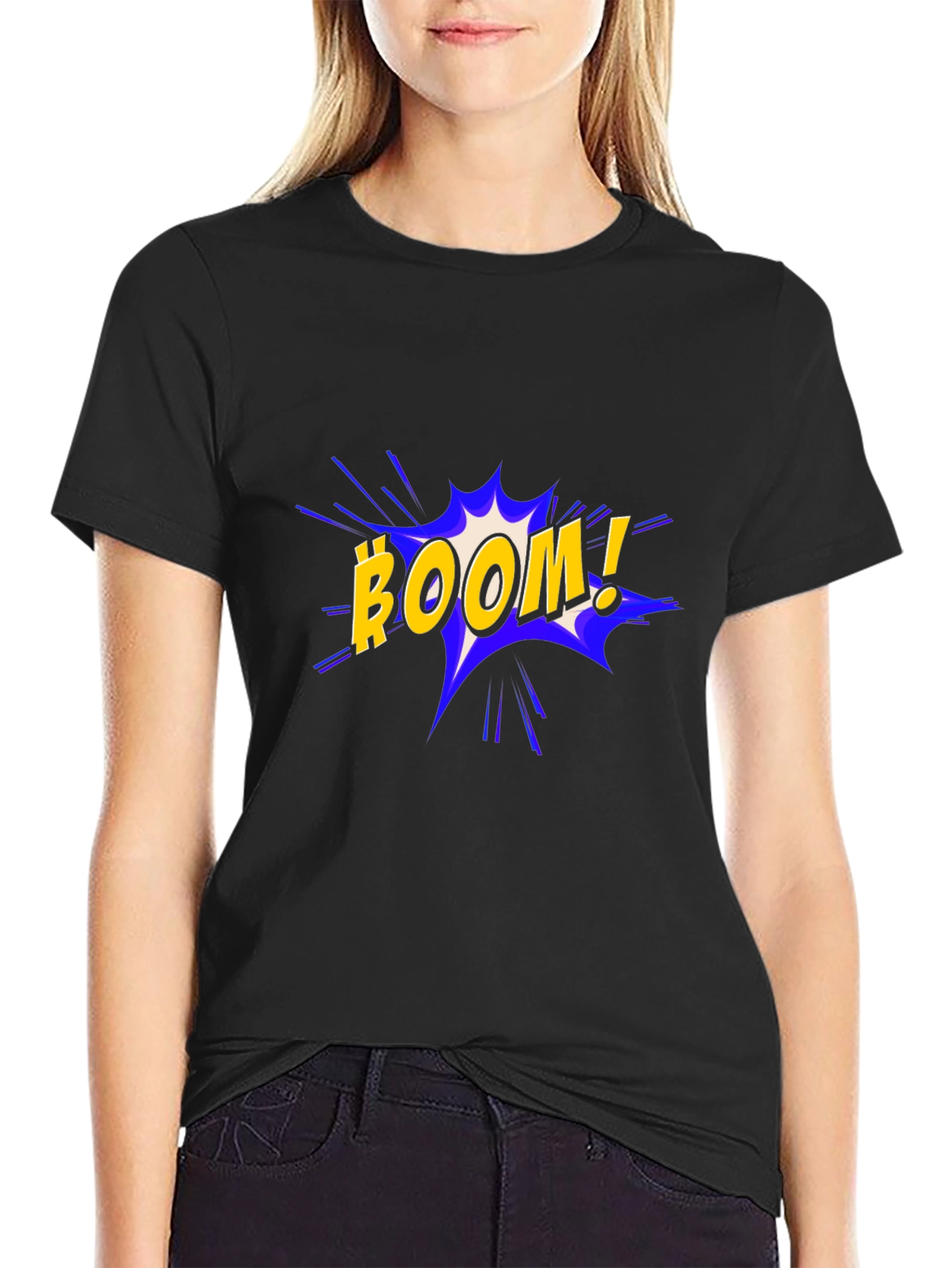 Boom Comic Style Black T-Shirt