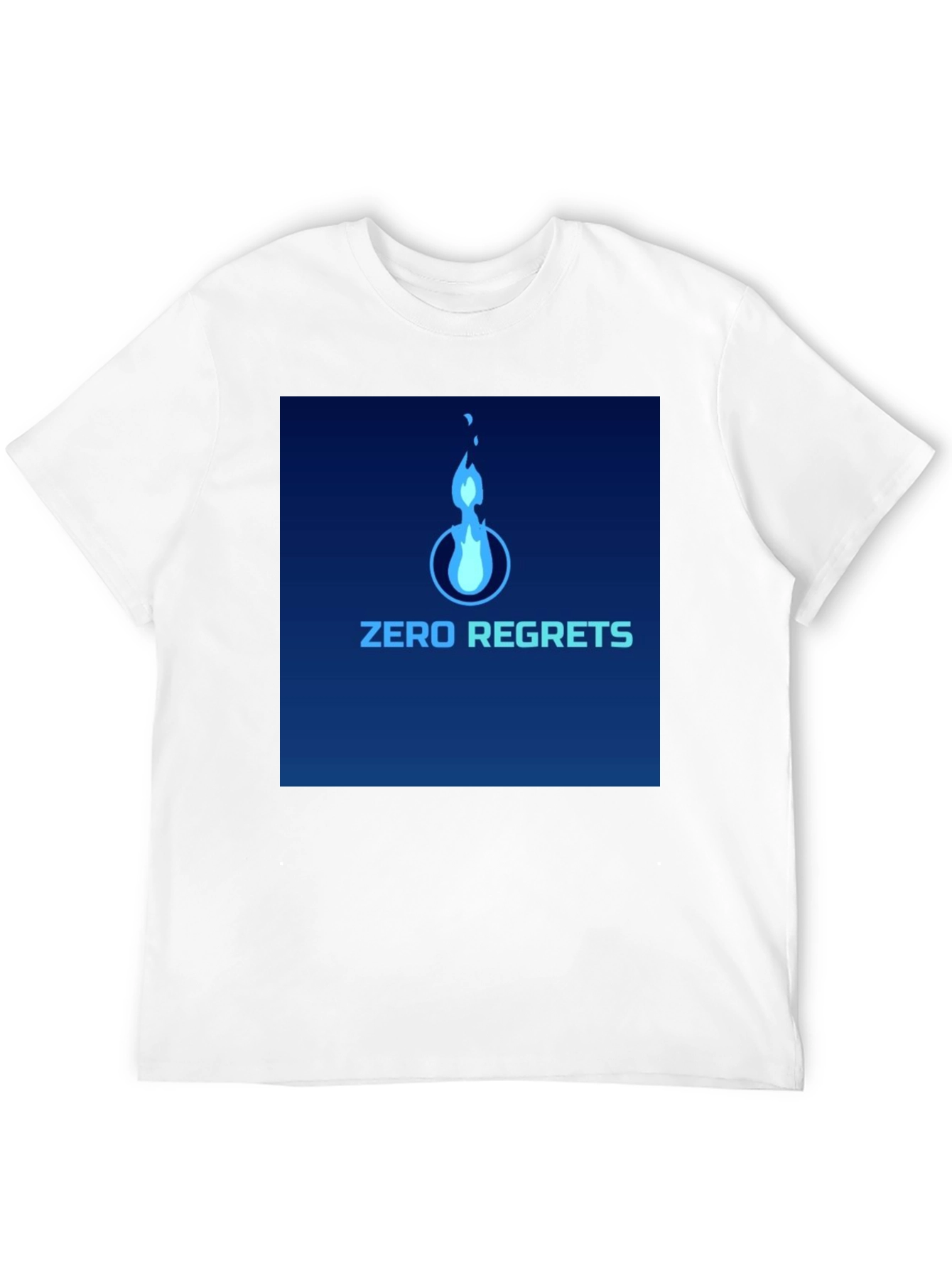 Zero Regrets Graphic Tee - Stylish Blue Flame Design