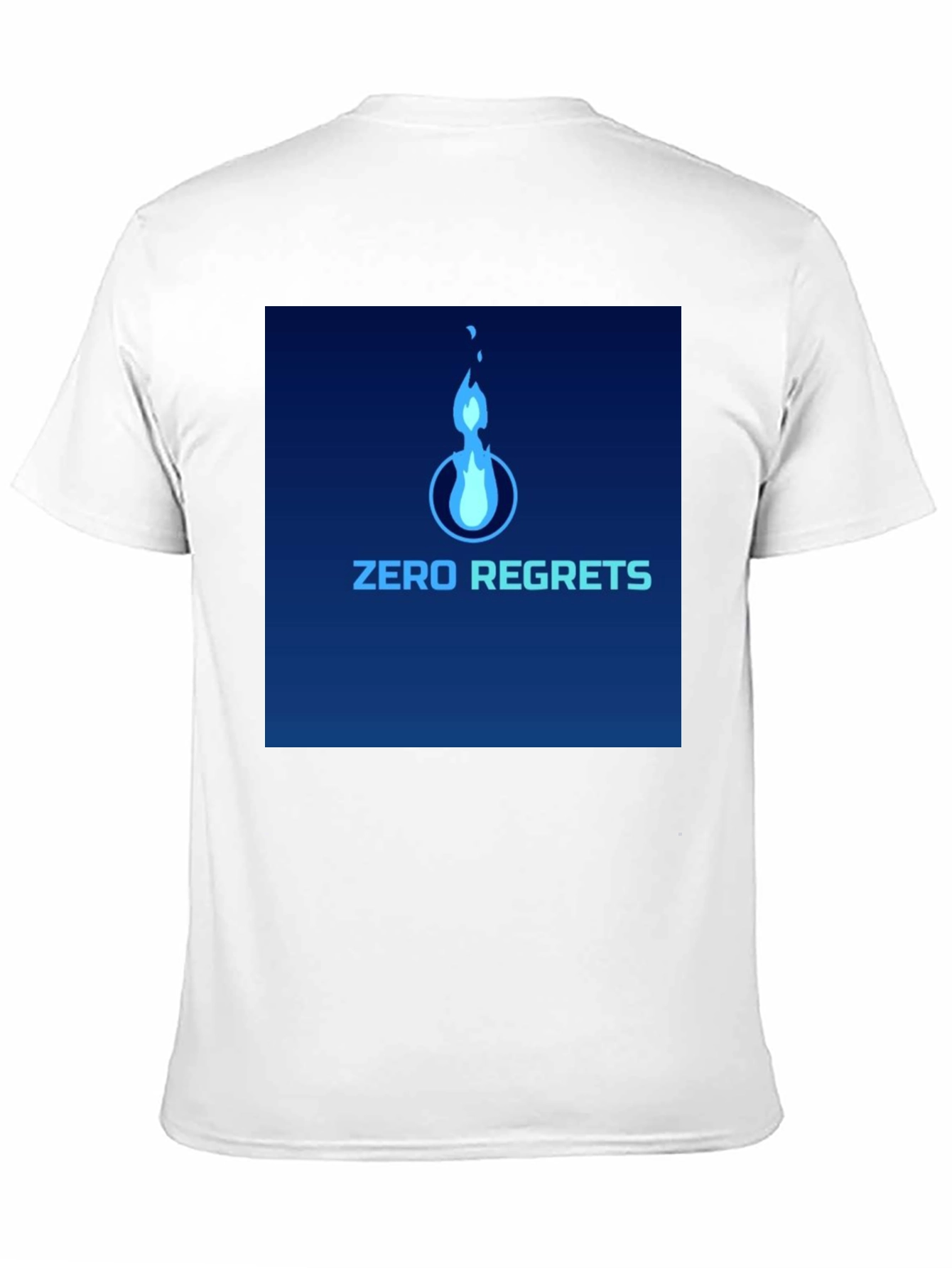 Zero Regrets Graphic Tee - Stylish Blue Flame Design
