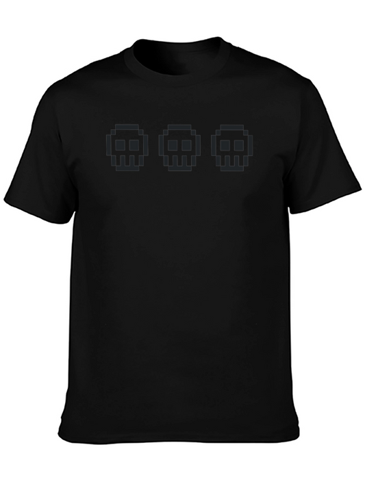 Pixel Skull Graphic Tee - Dark Mode Apparel