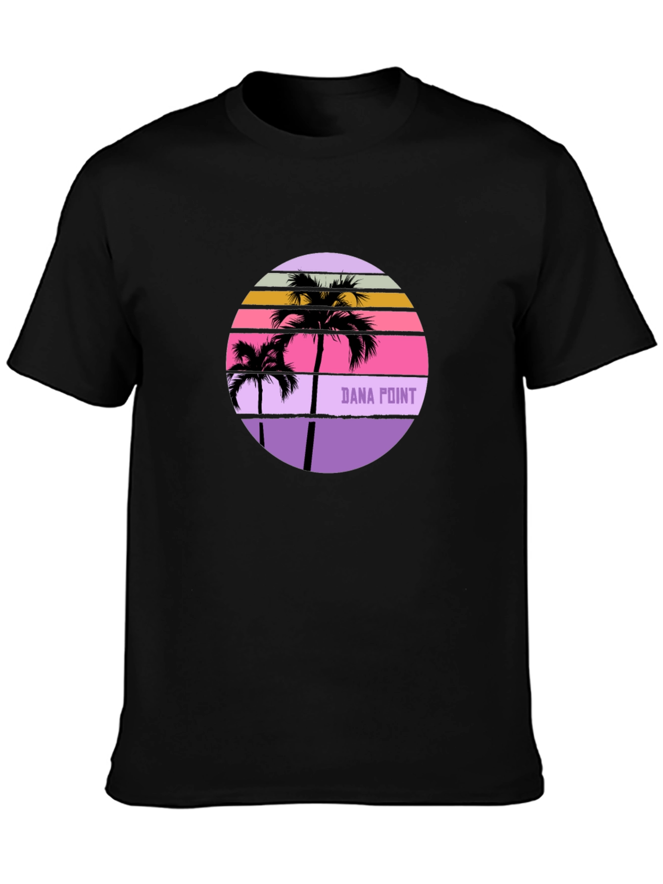Dana Point Palm Tree Sunset Graphic Tee - Black